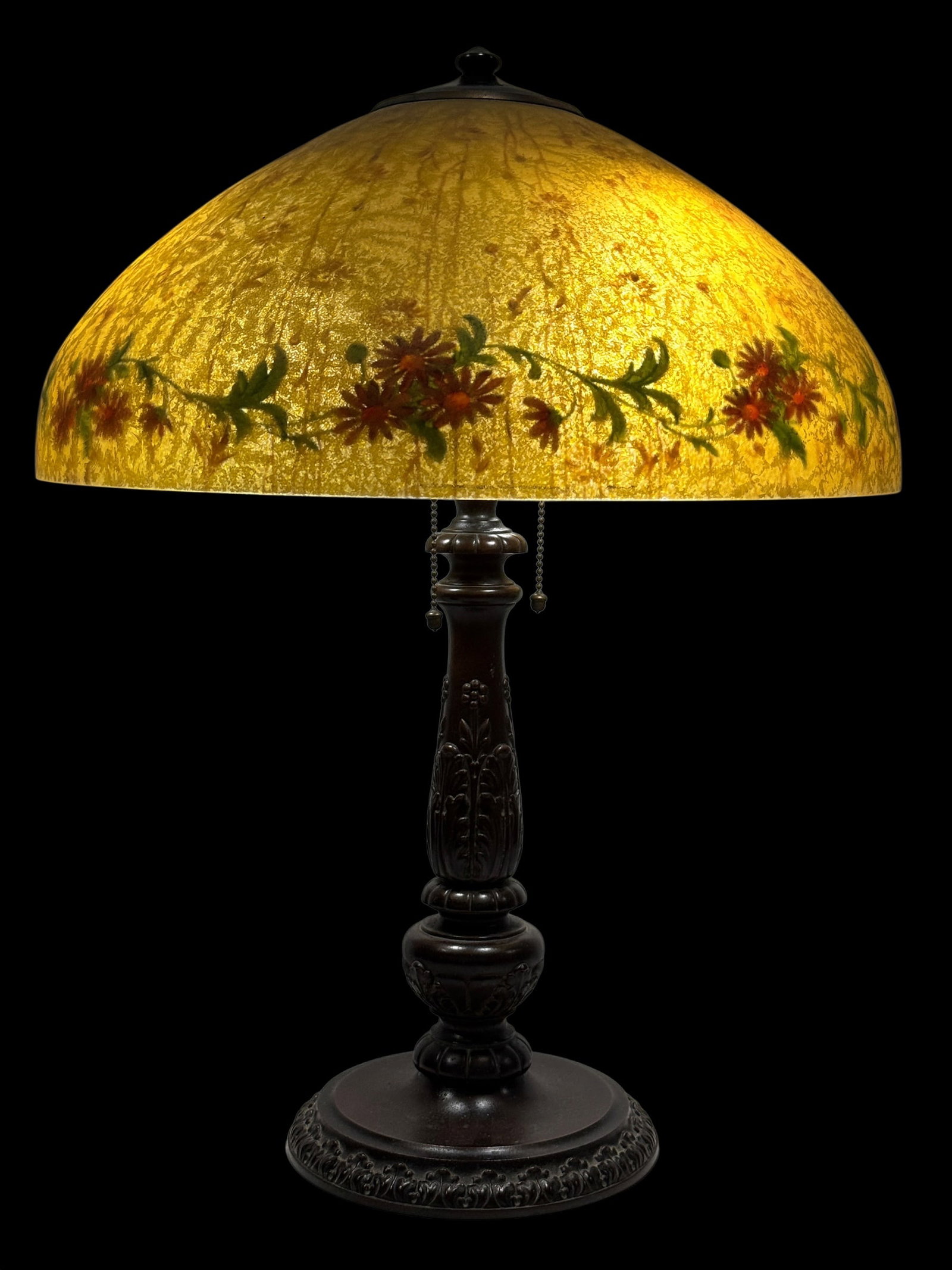 Rare Handel “Daisy?? Reverse-Painted Glass Table Lamp, circa 1910–1920 (1 of 15)