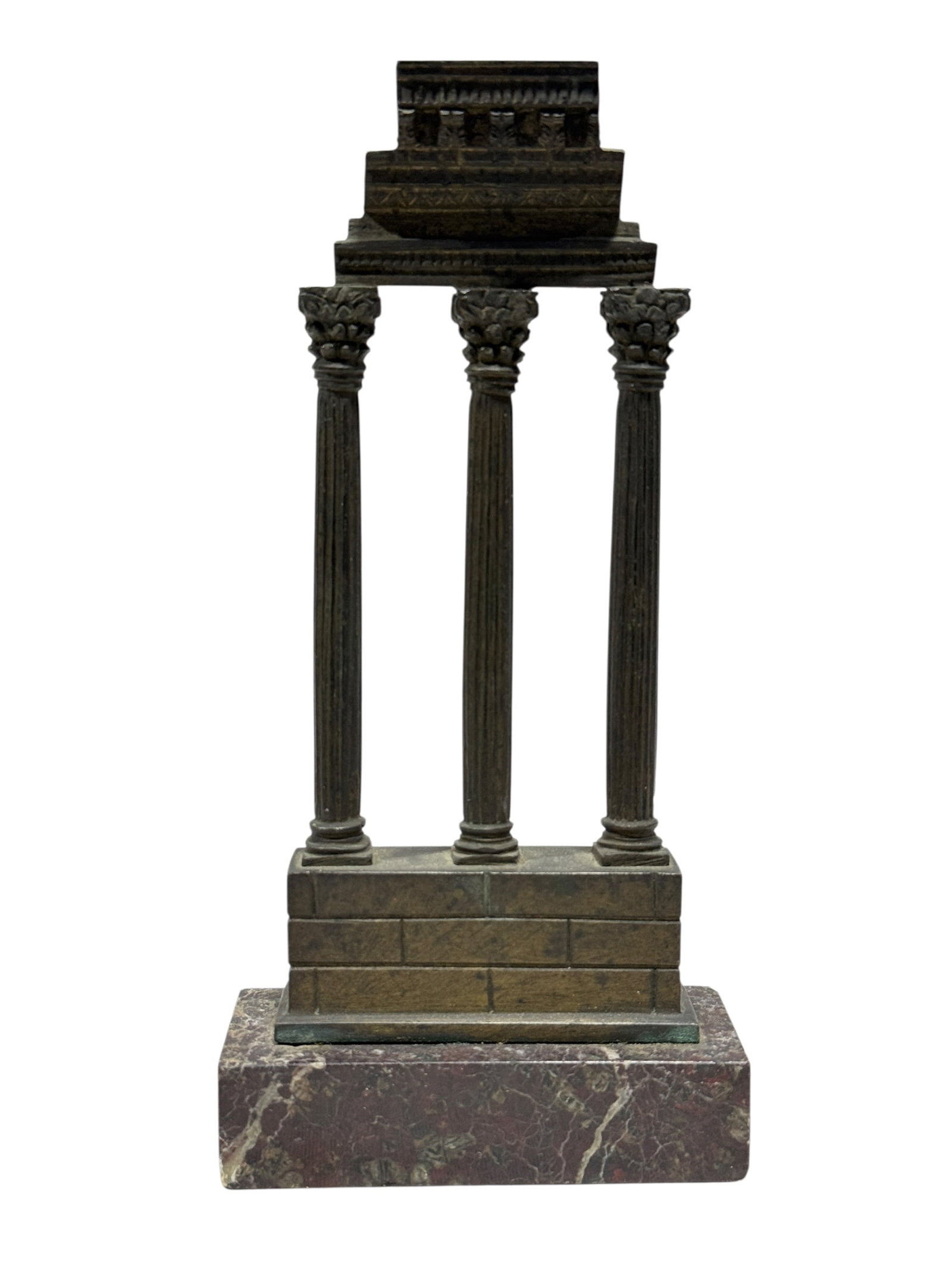 19th Century Grand Tour Bronze Architectural Ruin on Rouge Marble Base (1 of 7)