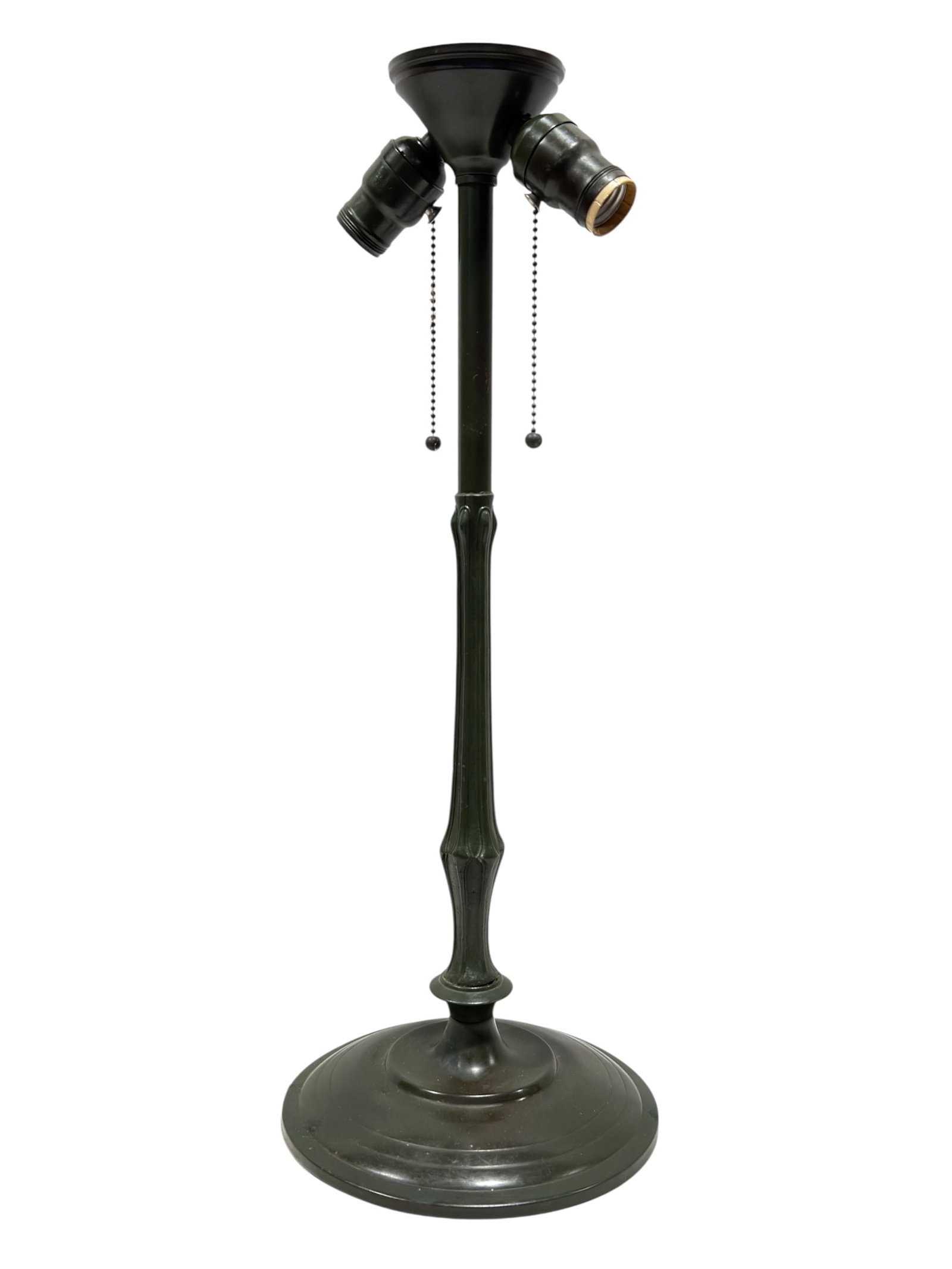 Arts & Crafts Period Green Patinated Metal Two-Light Table Lamp Base, Early 20th Century (1 of 7)