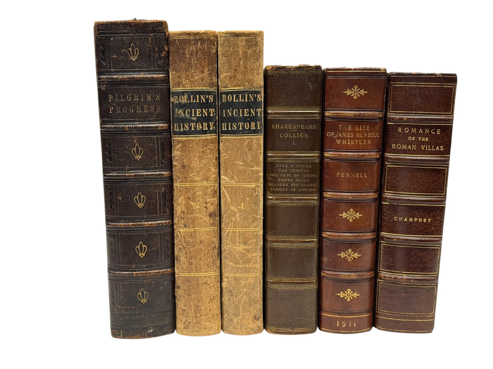 Group of 6 Antique Leather Bound Books, 1841-1911 (1 of 11)