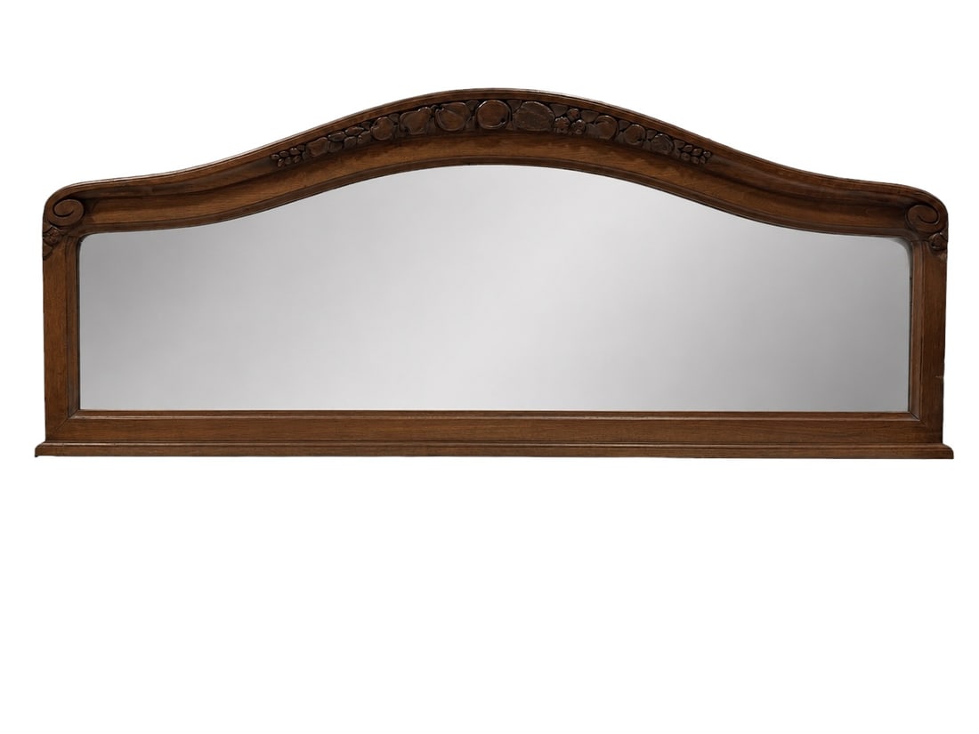 Mid-Century Carved Fruitwood Wall Mirror w/ Fruit & Berry Crest (1 of 8)