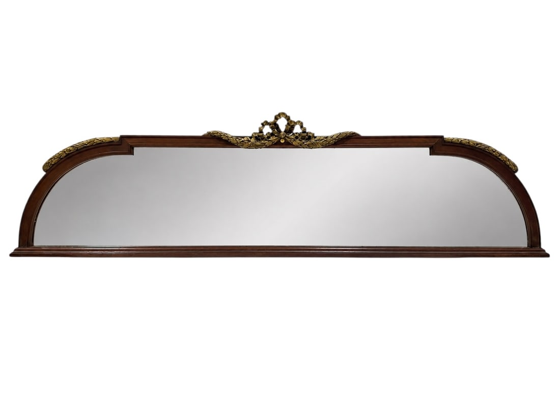 French Louis XVI Style Bronze Mounted Mahogany Ribbon & Laurel Mirror (1 of 8)