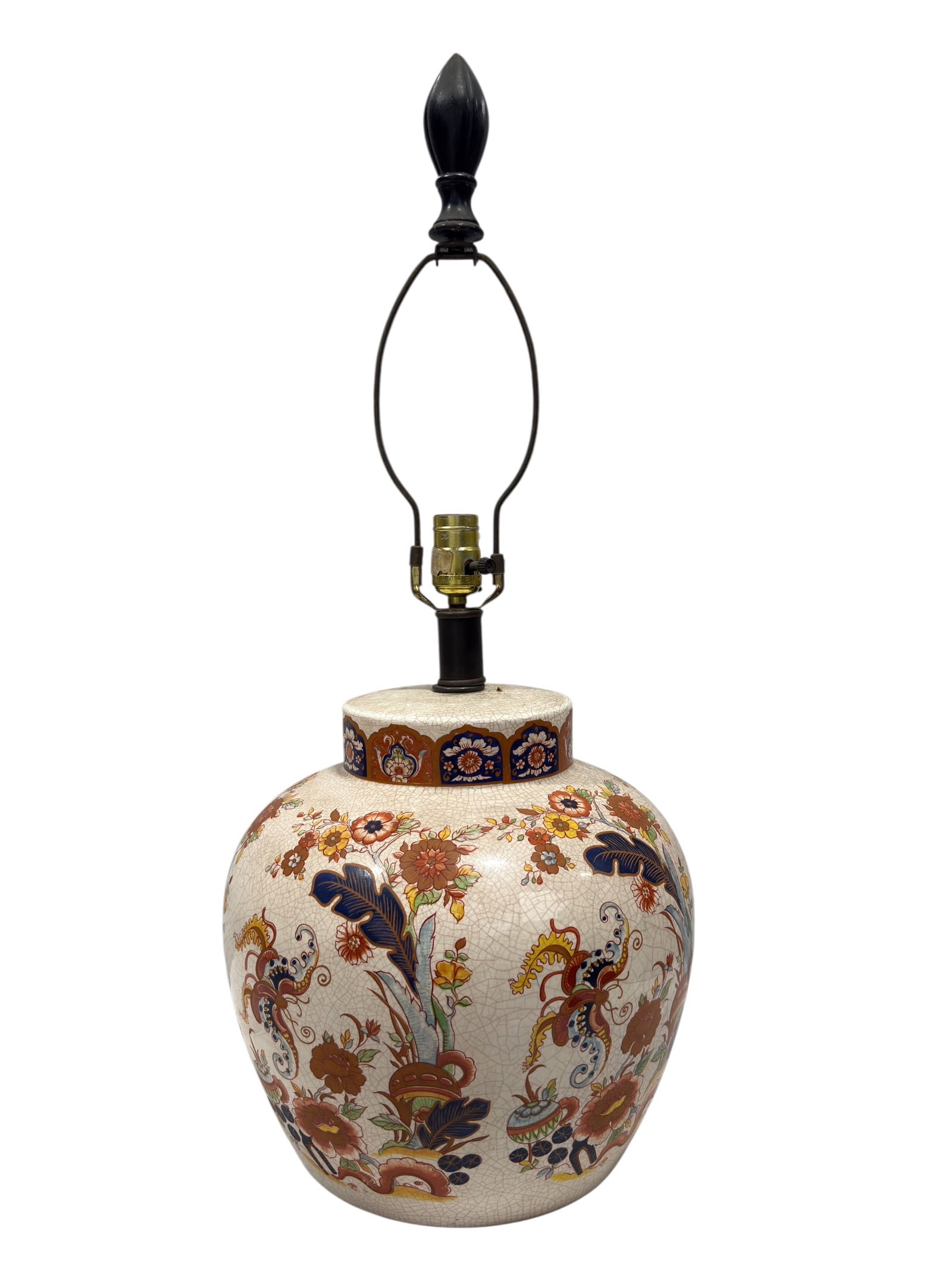 Vintage Asian-Style Crackle-Glaze Floral Ginger Jar Table Lamp (1 of 8)