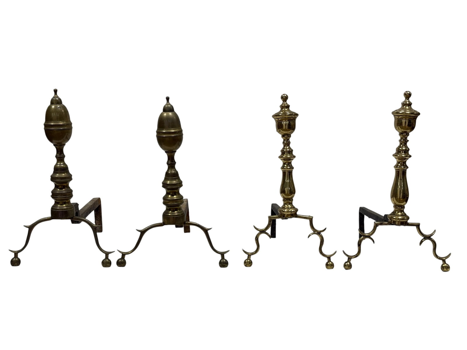 (2) Pairs of Vintage Brass and Iron Fireplace Andirons (1 of 11)