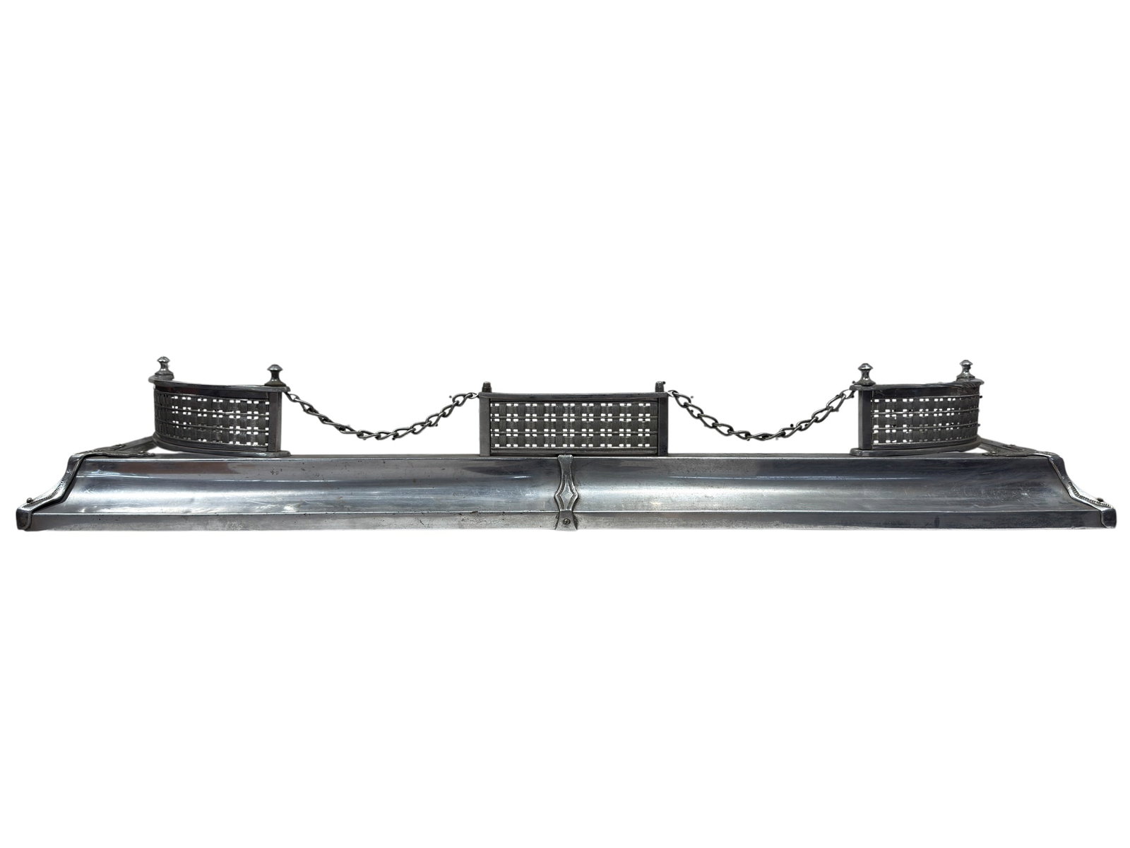 20th Century Metal Fireplace Fender with Woven Gallery Panels (1 of 7)