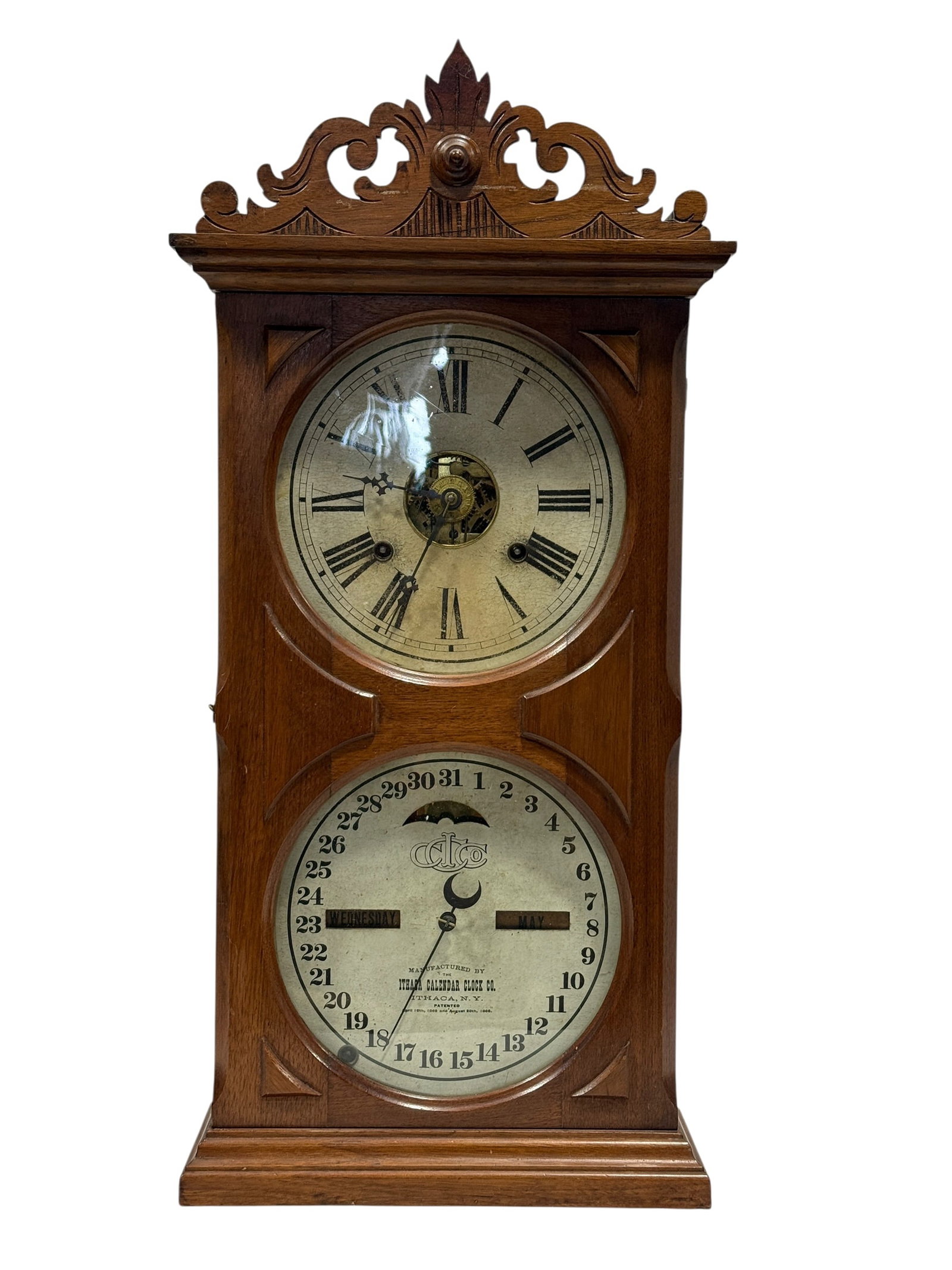 Ithaca Calendar Clock Co., Ithaca, New York, Double-Dial Perpetual Calendar Clock (1 of 9)