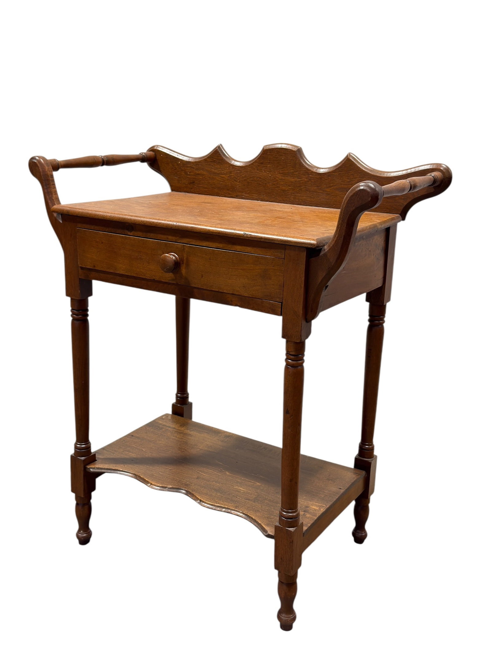 Late 19th-Early 20th C. Oak Washstand w/ Towel Rails (1 of 10)