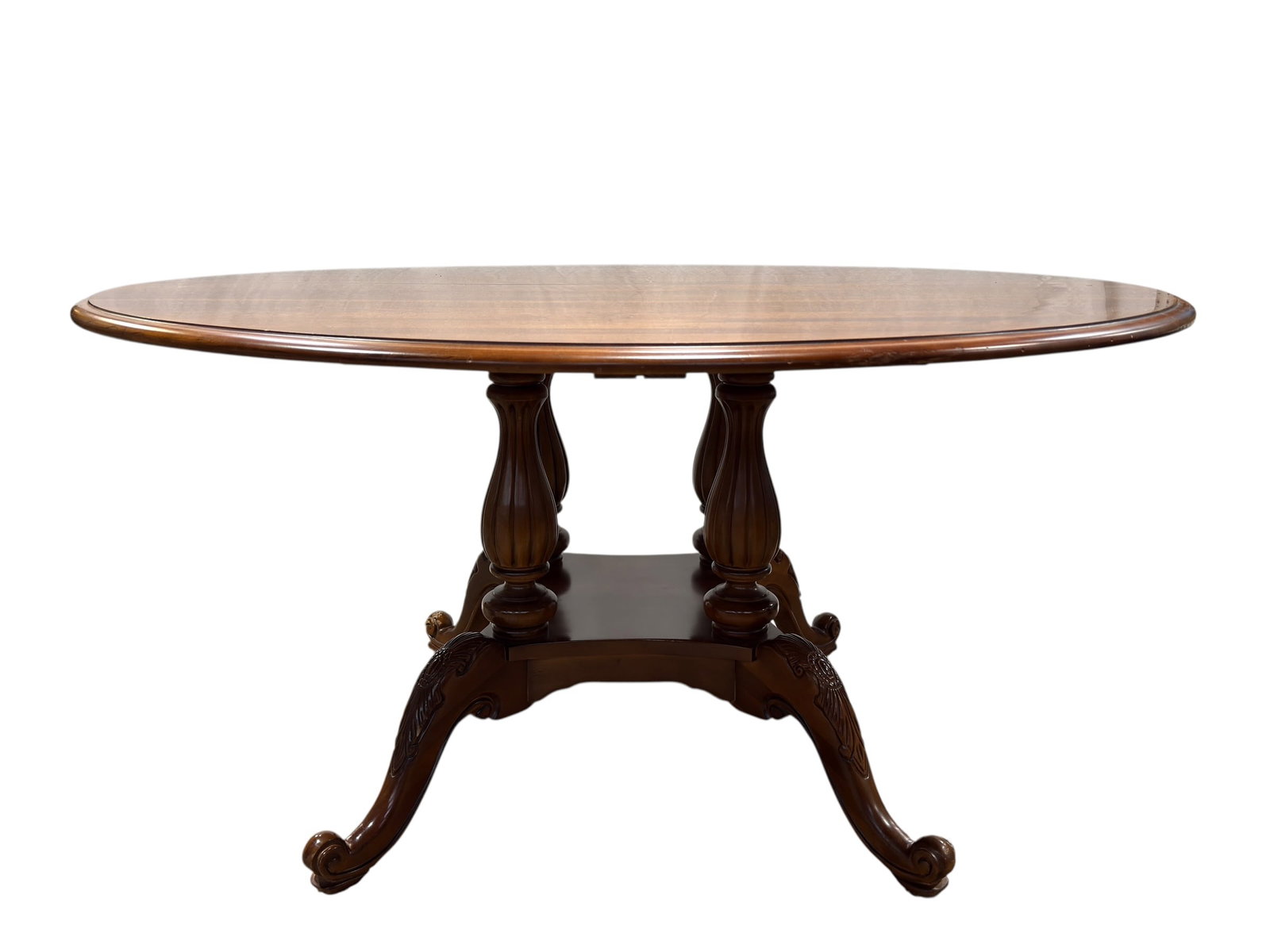 Vintage Traditional Carved Pedestal Round Dining Table (1 of 10)