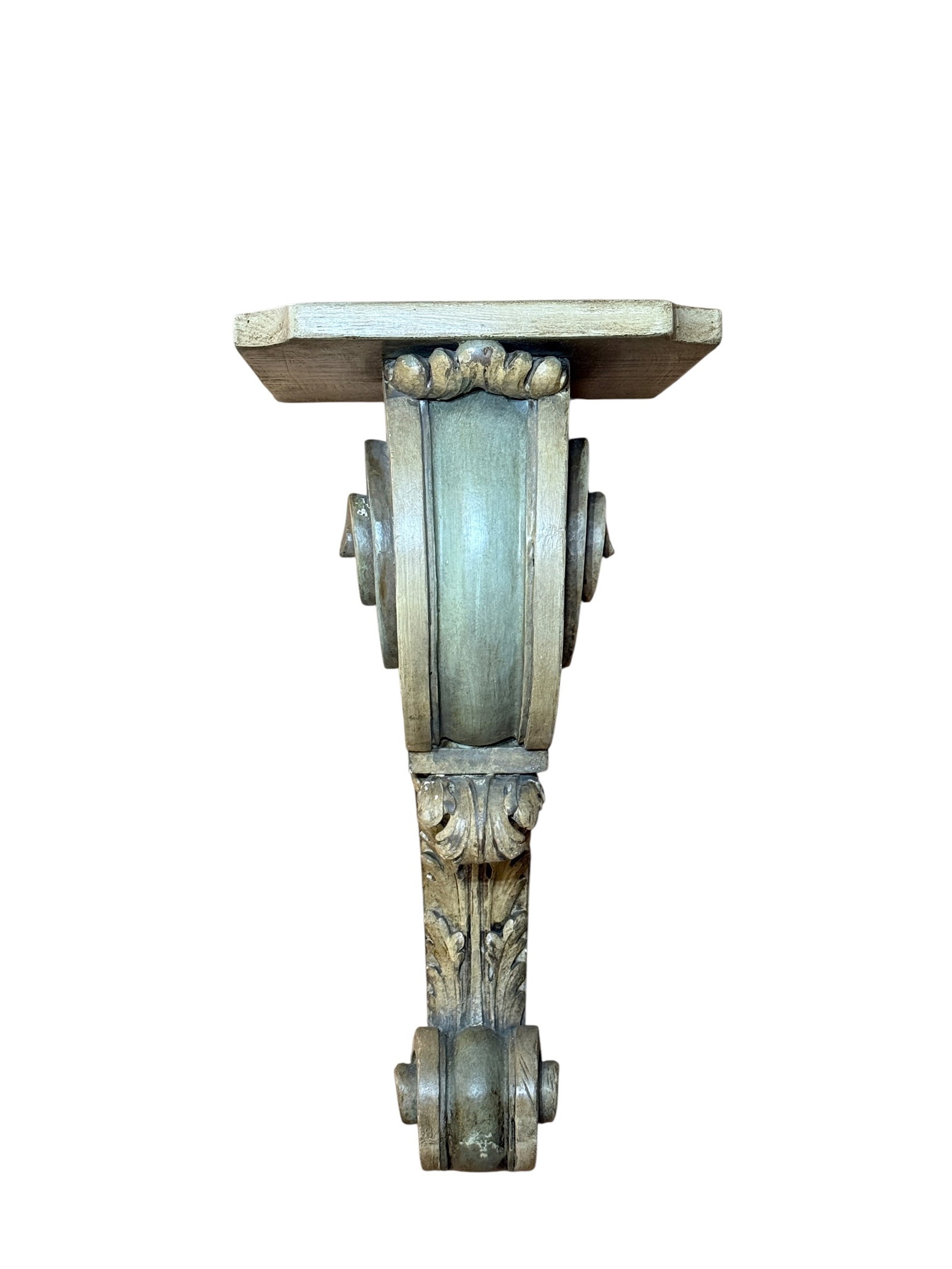 19th C. Neoclassical Carved Wood Architectural Corbel Wall Bracket w/ Acanthus Scroll (1 of 7)
