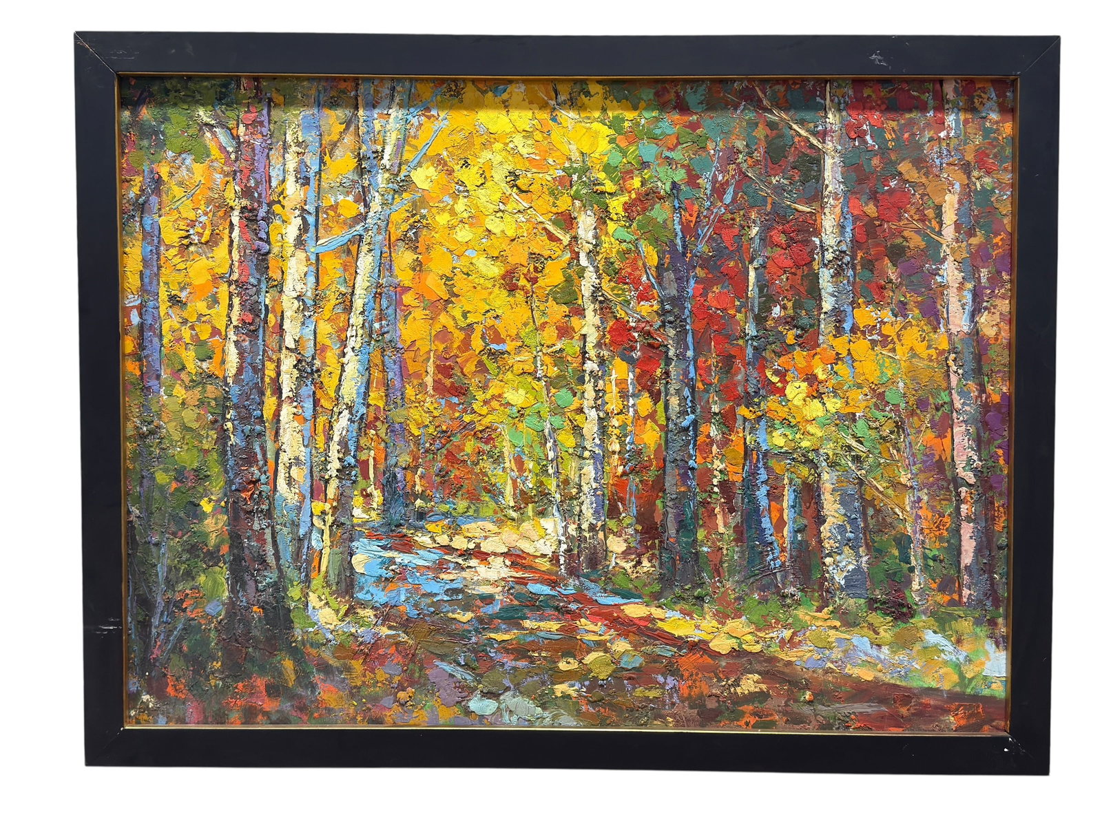 Large Modern Impasto Abstract Autumn Forest Oil on Canvas (1 of 9)