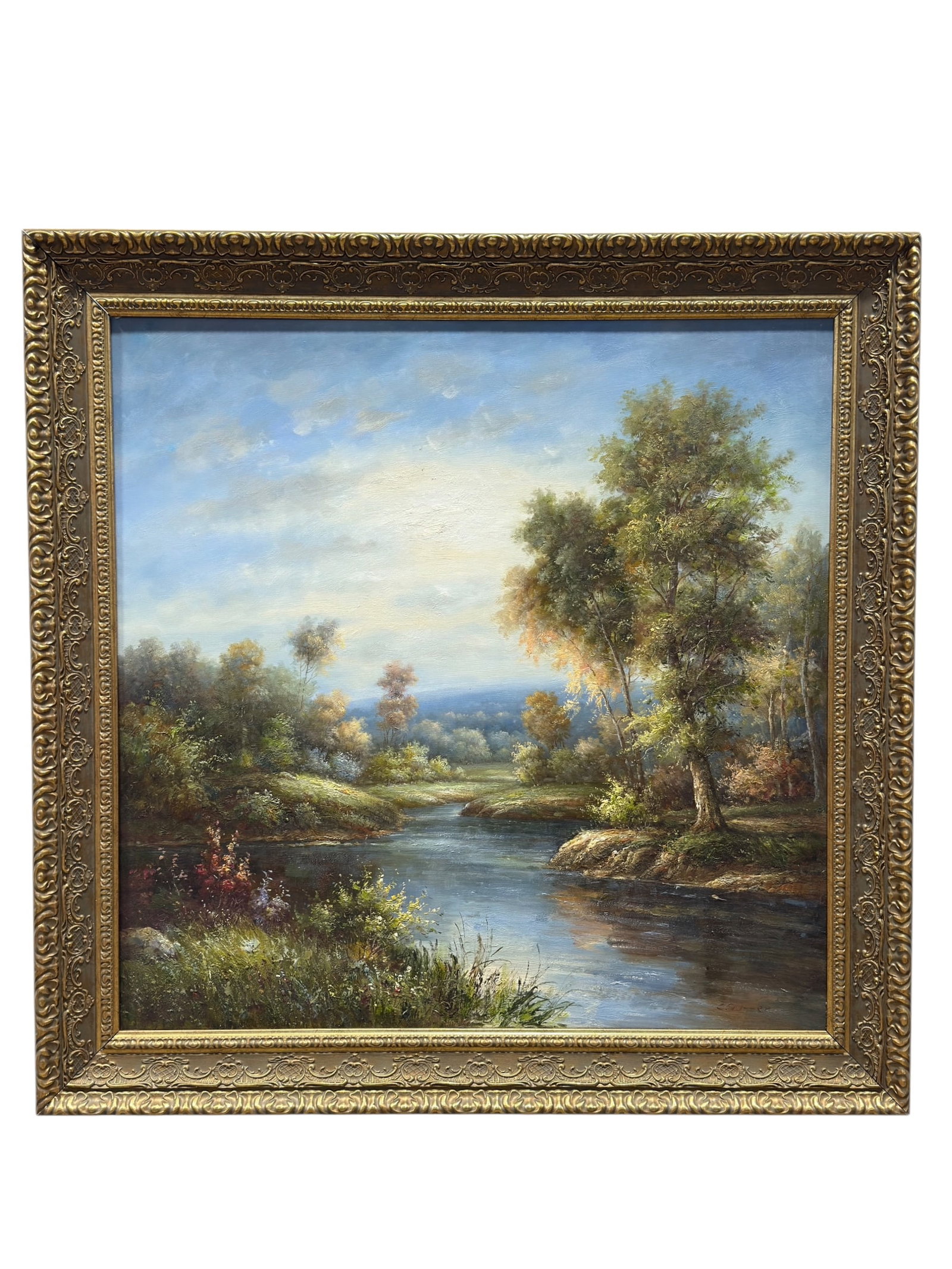 Signed C. Soutter Large River Landscape Oil on Canvas (1 of 9)