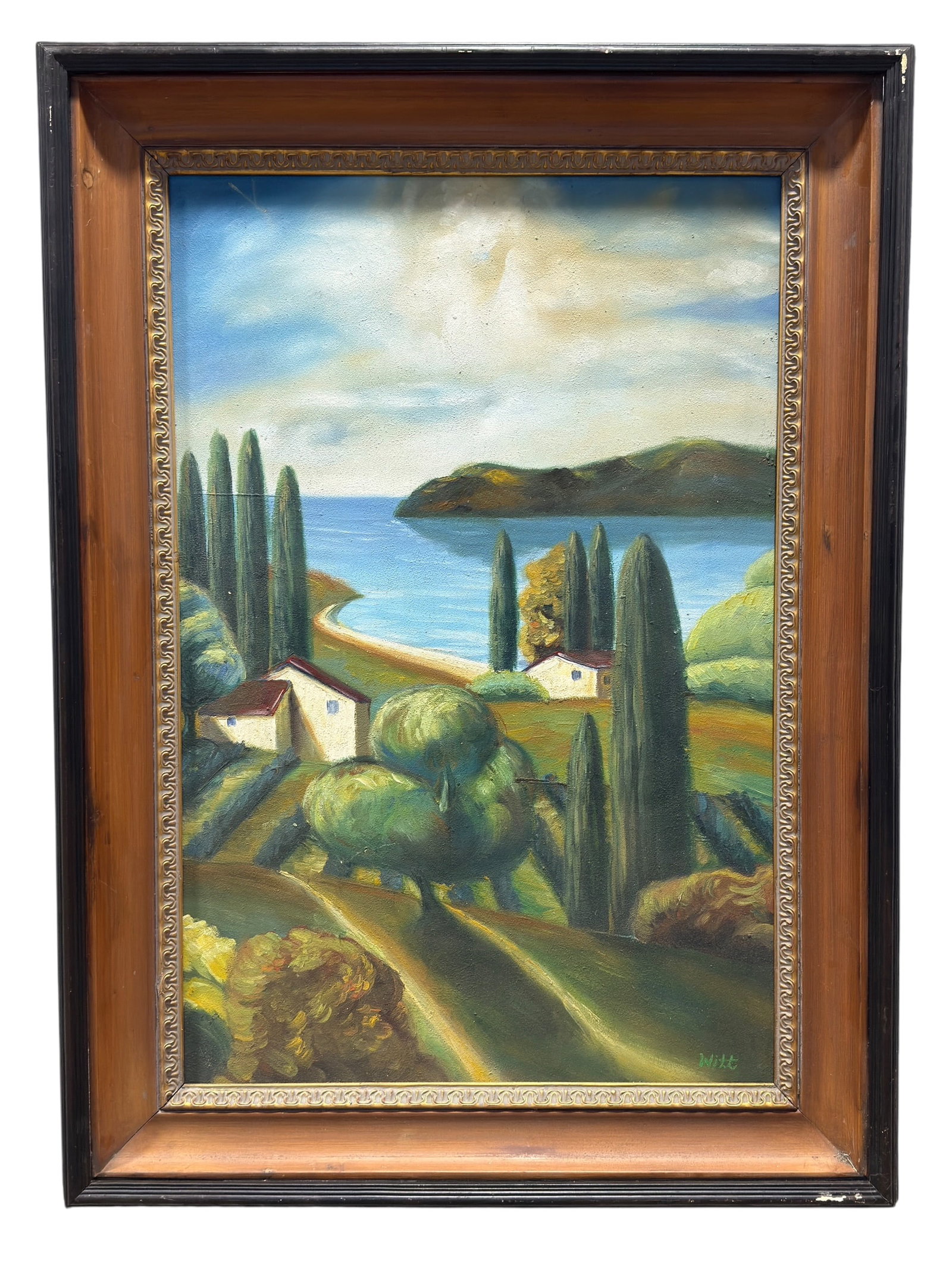 Signed Witt Mediterranean Coastal Landscape Oil on Canvas (1 of 9)
