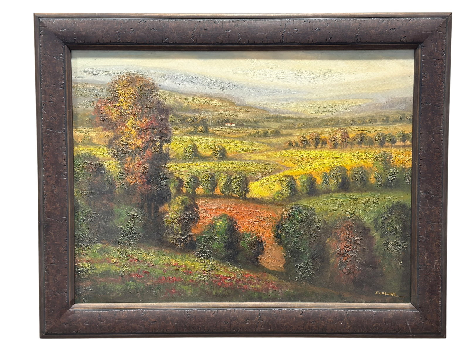 Signed E. Collins Oil on Canvas European Countryside Landscape (1 of 10)