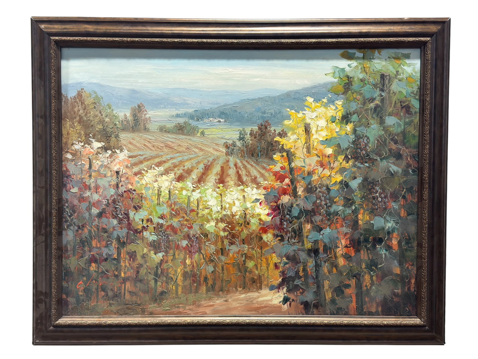 Signed Oil on Canvas Vineyard Landscape Painting (1 of 9)