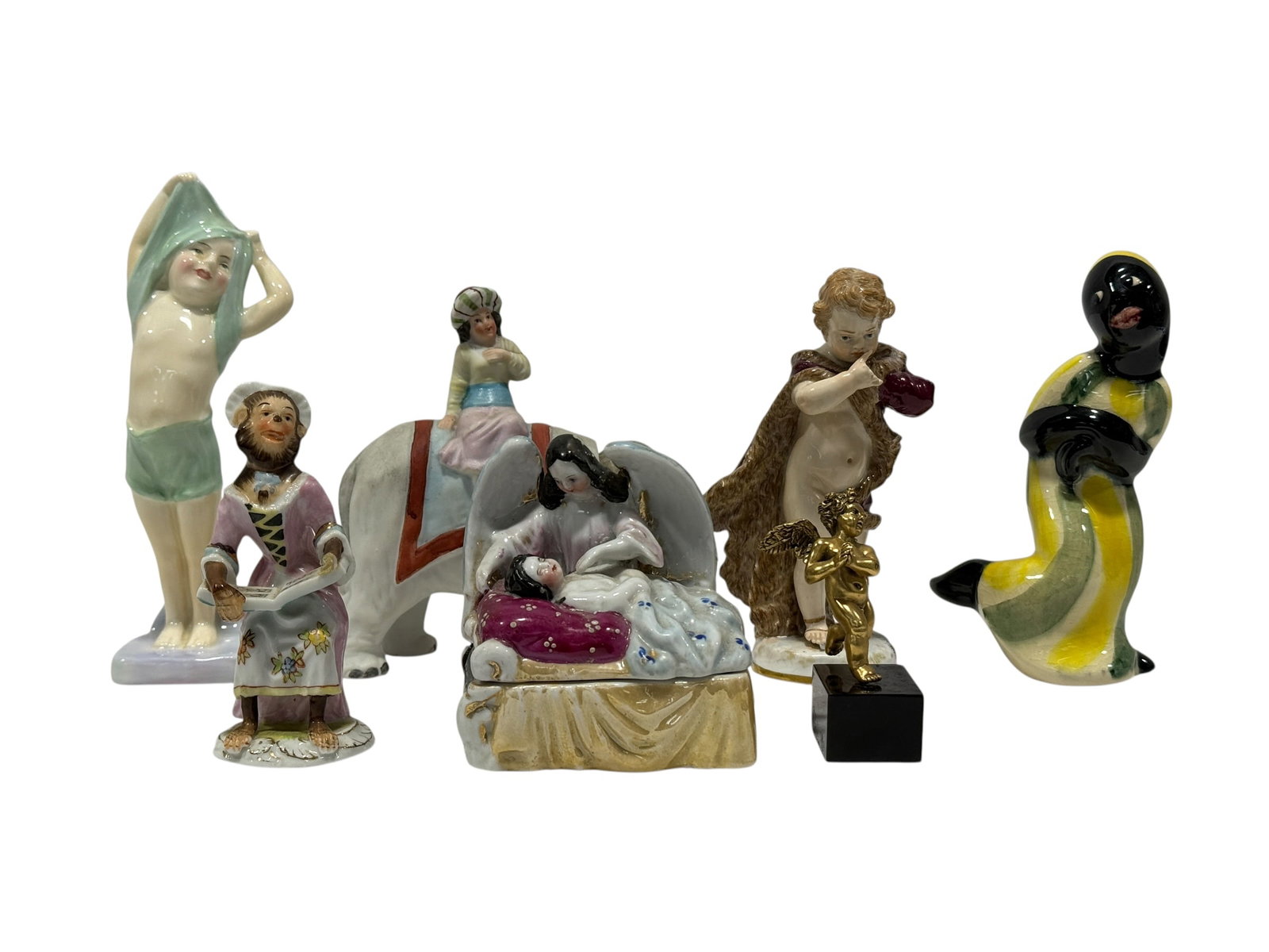 Group of 7 Antique & Vintage Porcelain Figures & Figural Box (1 of 20)