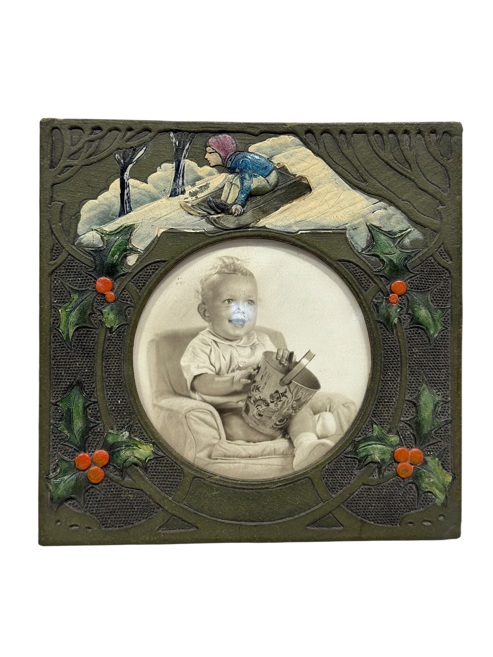 Vintage Winter Sledding & Holly Picture Frame (1 of 6)