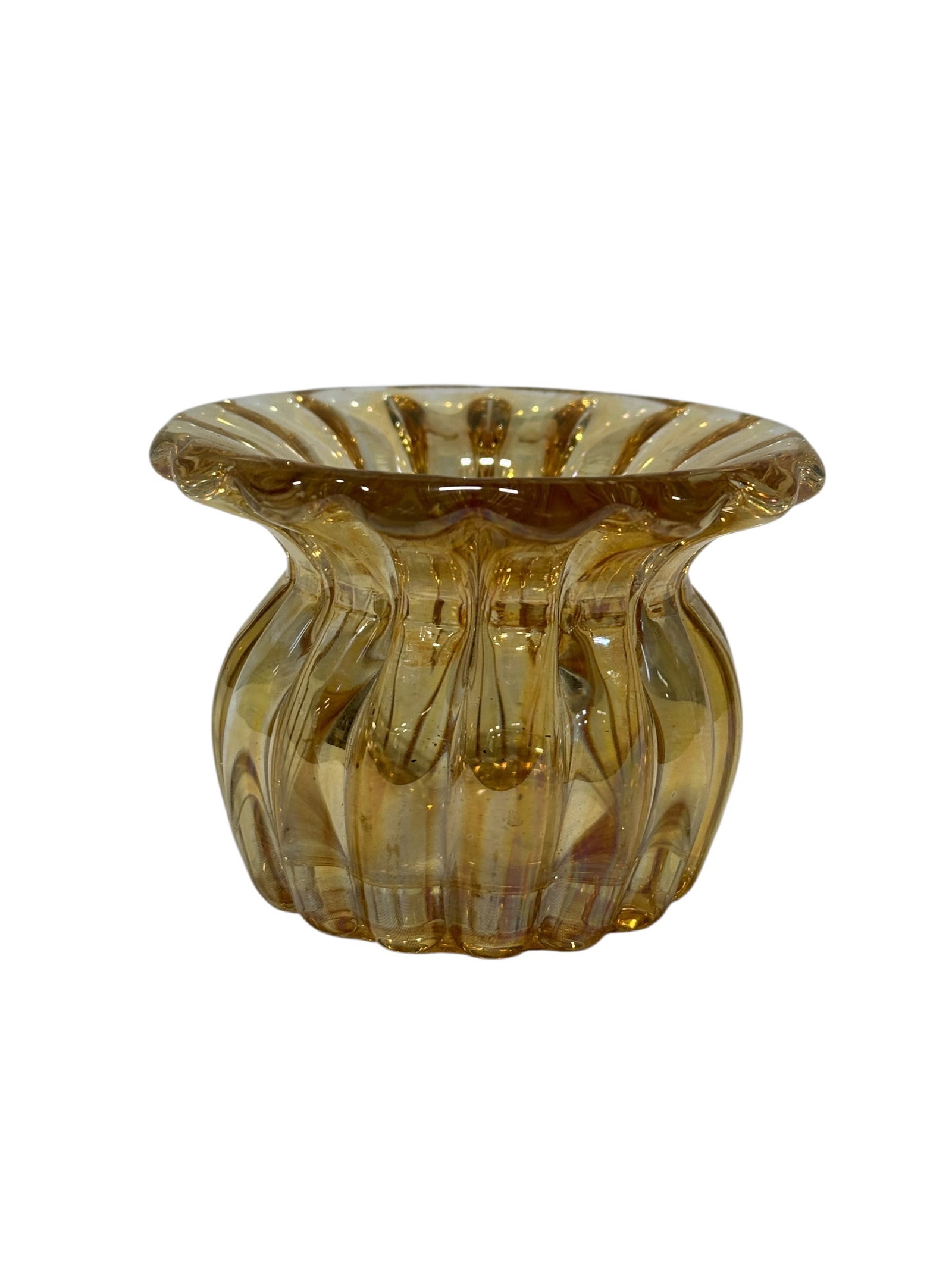 Heisey Caramel Glass Ribbed Spittoon (1 of 4)