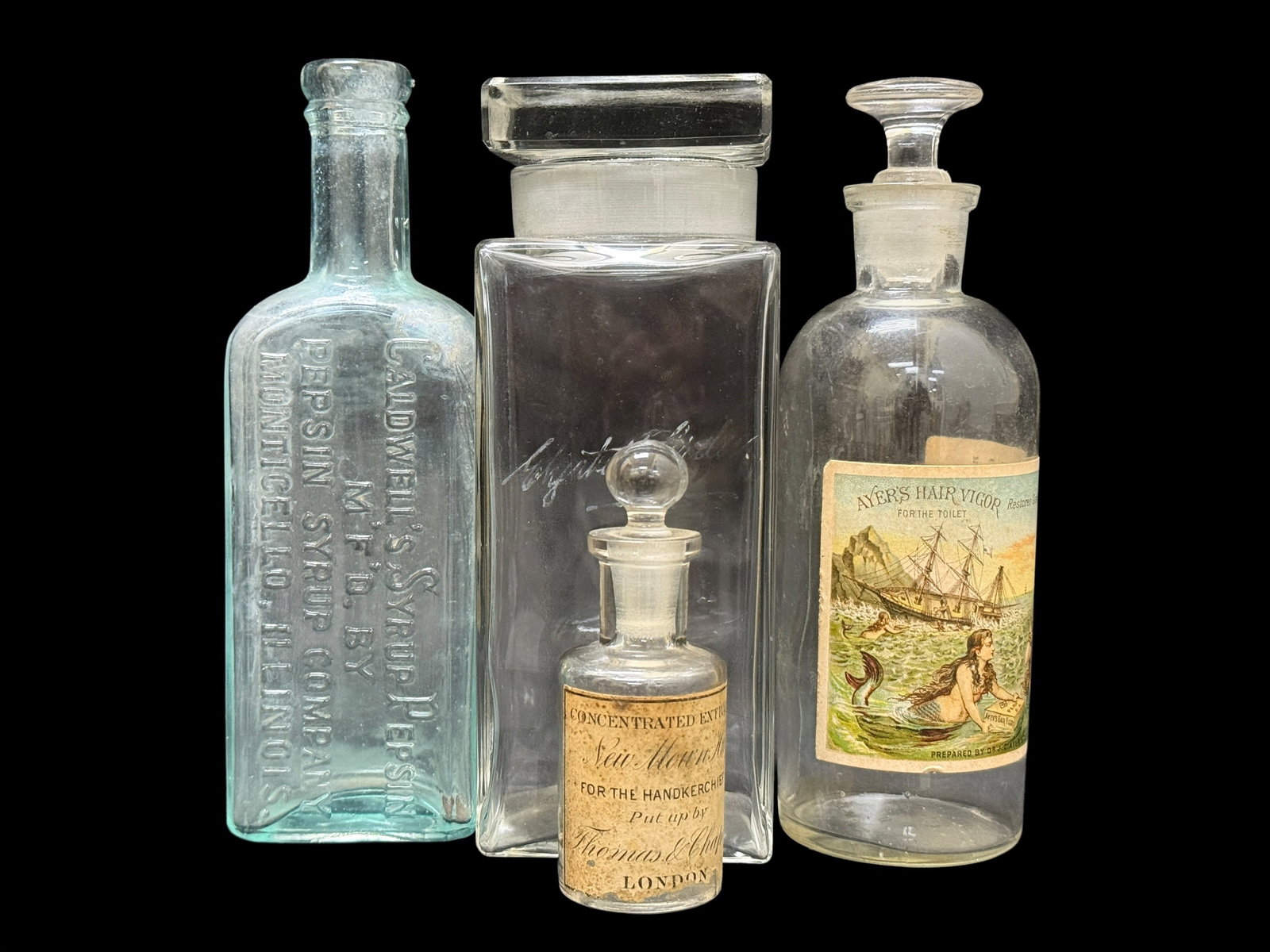 (4) Early Apothecary, Perfume & Patent Medicine Glass Bottles (1 of 11)