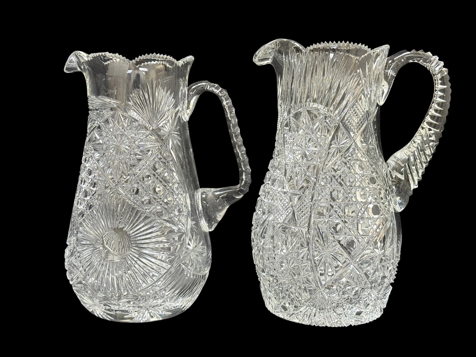 (2) American Brilliant Period Cut Crystal Glass Pitchers (1 of 12)