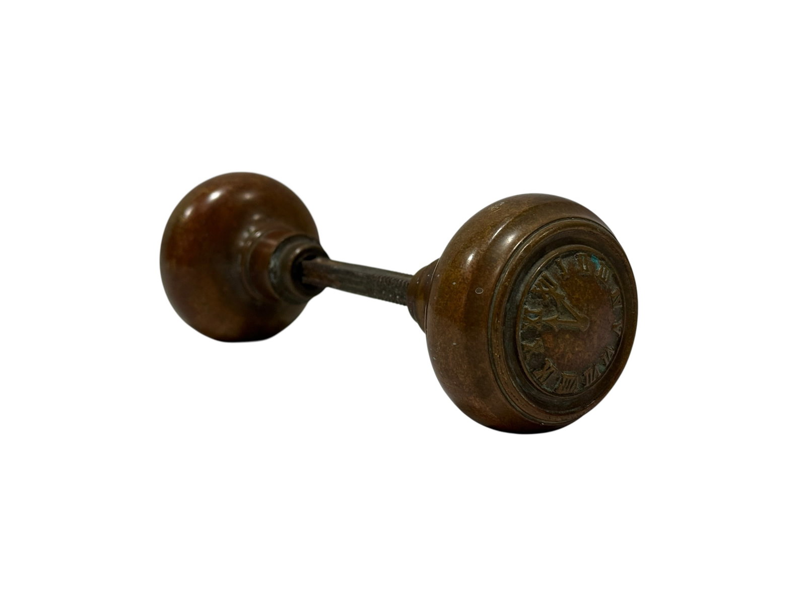 19th Century Bronze Clock-Face Door Knobs w/ Spindle (1 of 7)