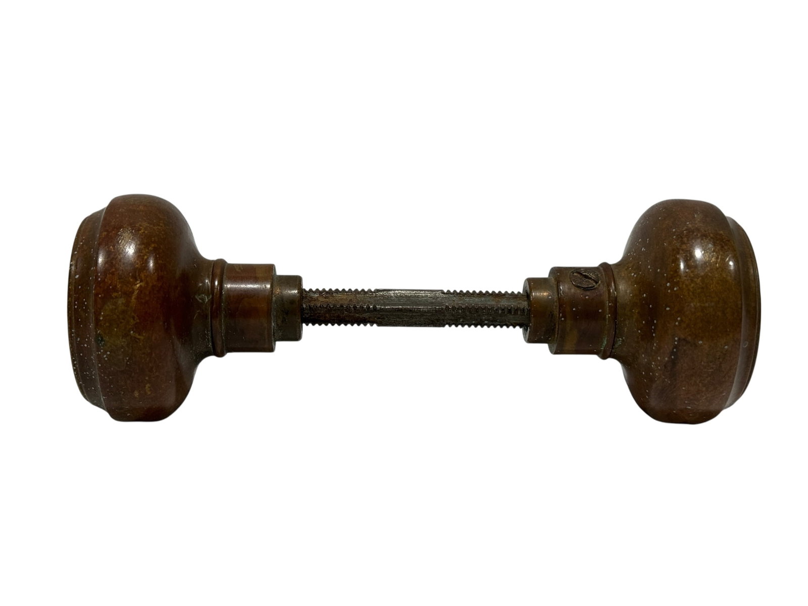19th Century Bronze Clock-Face Door Knobs w/ Spindle - 2