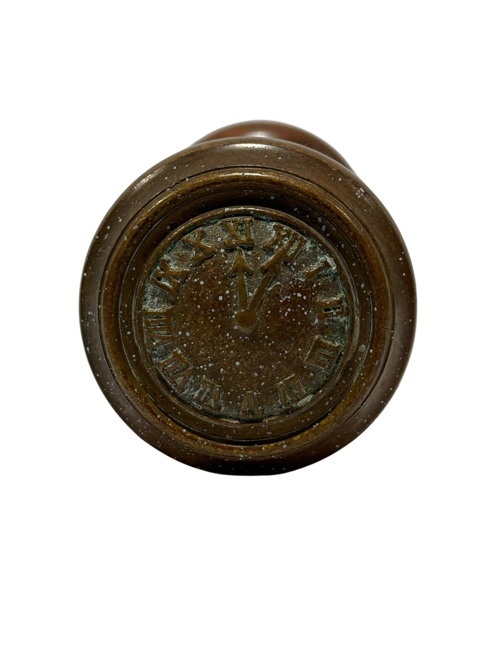 19th Century Bronze Clock-Face Door Knobs w/ Spindle - 4