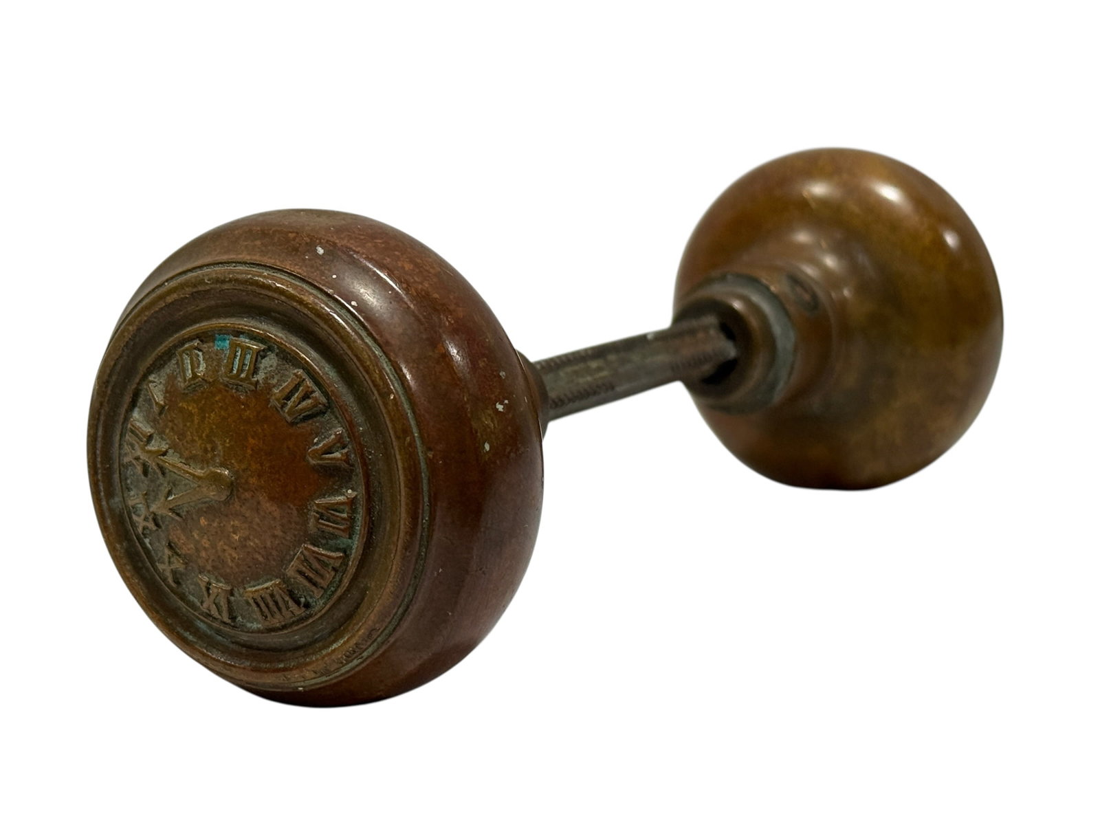 19th Century Bronze Clock-Face Door Knobs w/ Spindle - 5