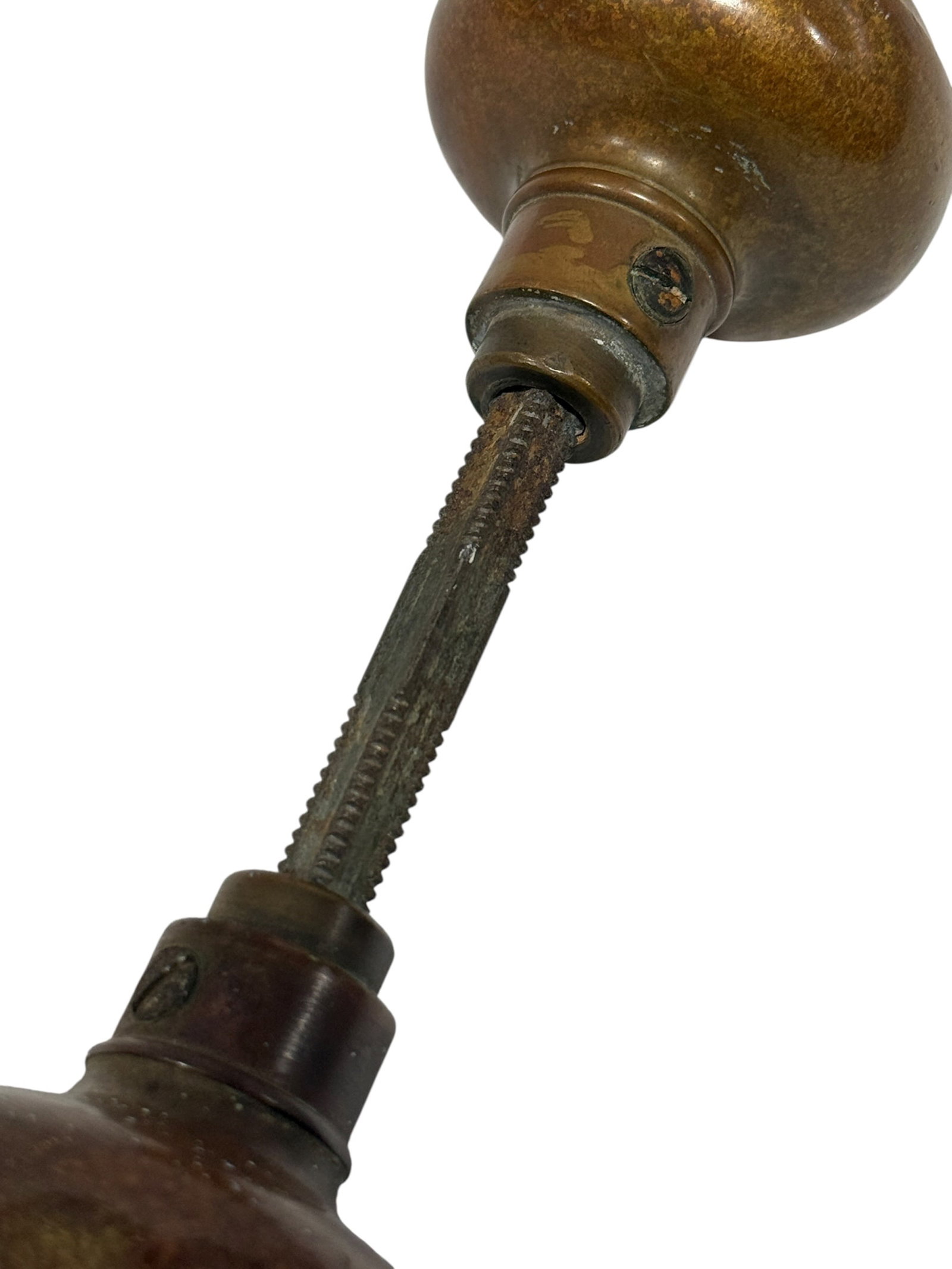 19th Century Bronze Clock-Face Door Knobs w/ Spindle - 6