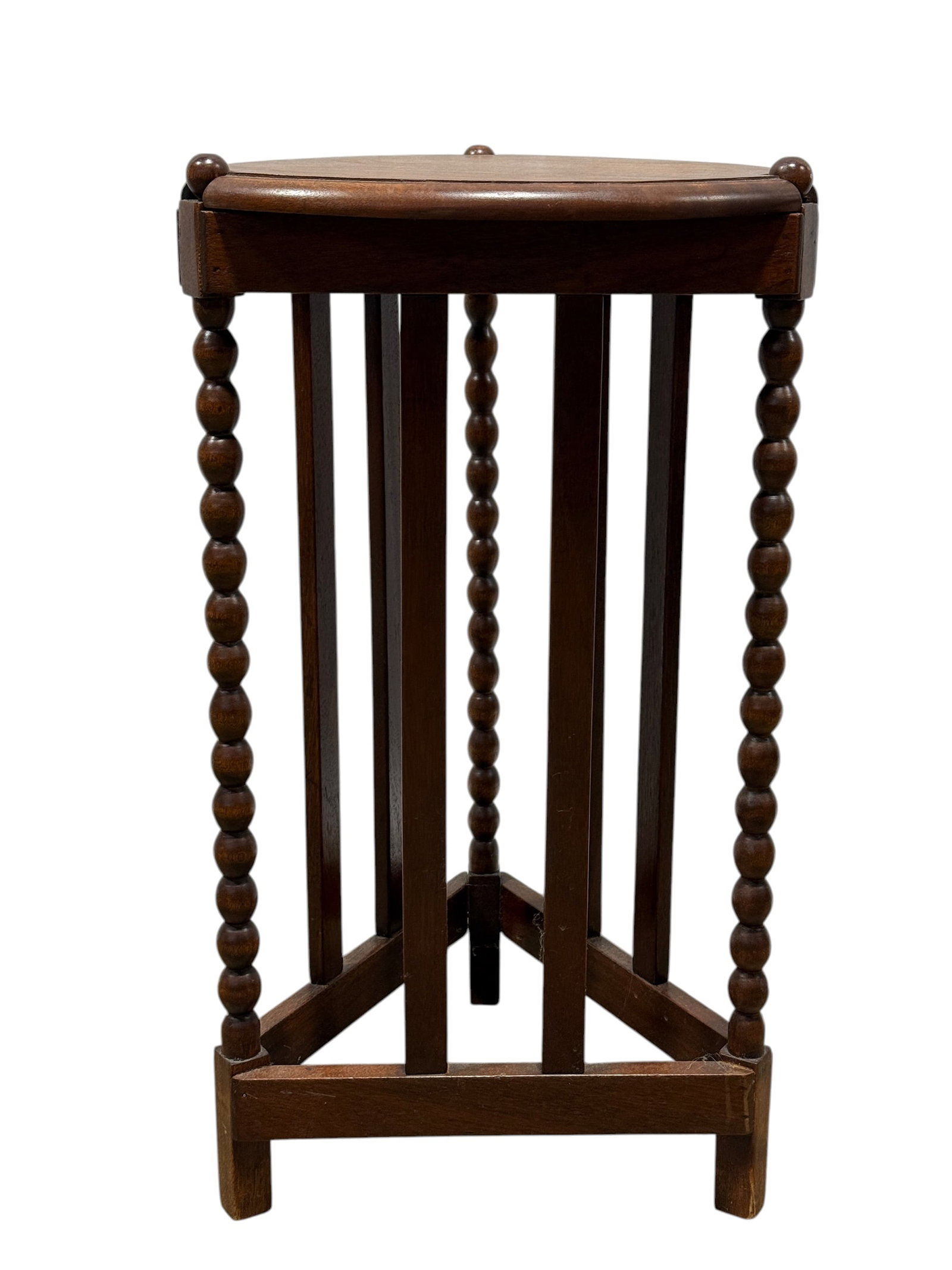 Early 20th C. Mahogany Triangular Bobbin Side Table (1 of 7)