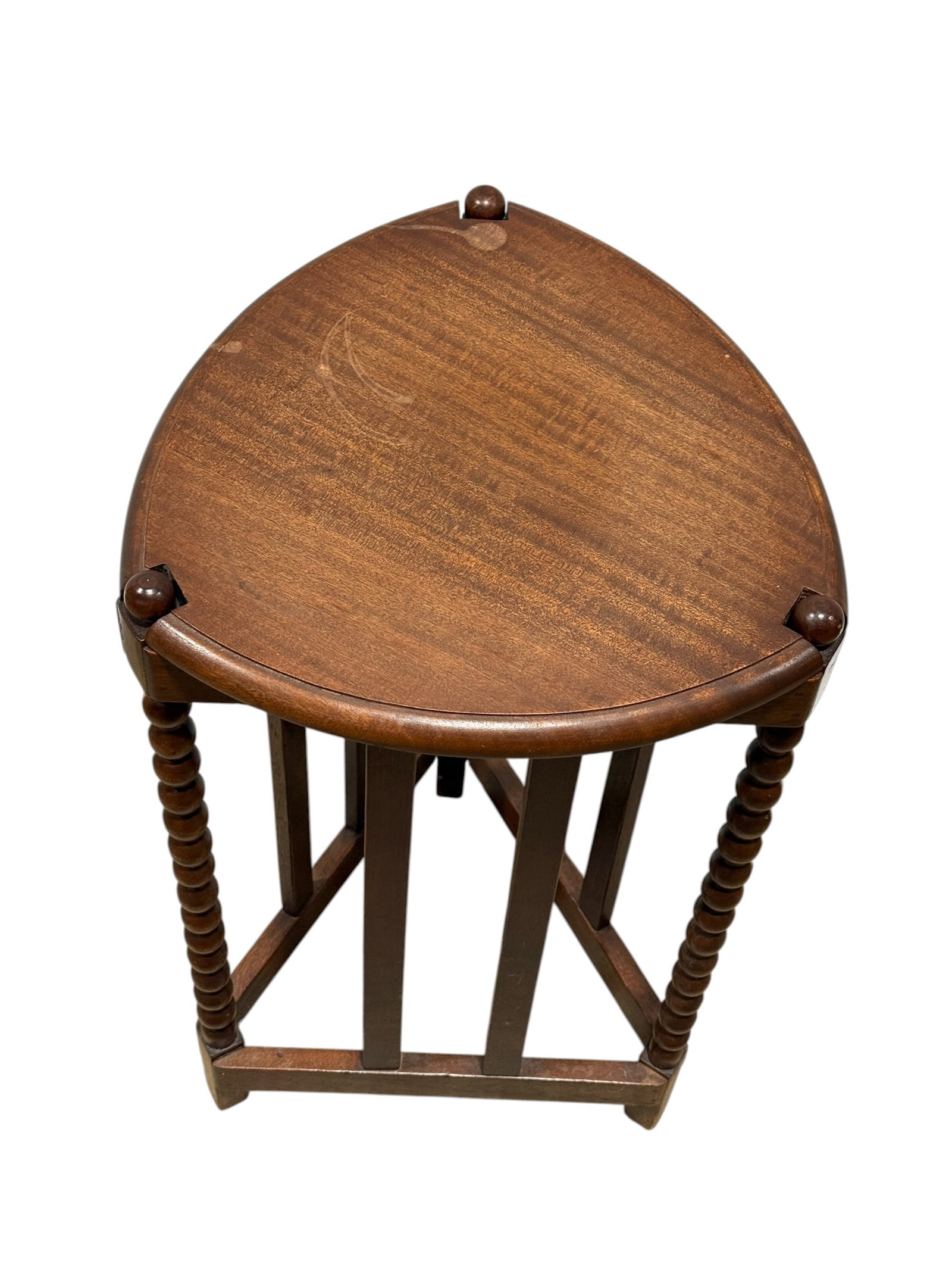 Early 20th C. Mahogany Triangular Bobbin Side Table - 2