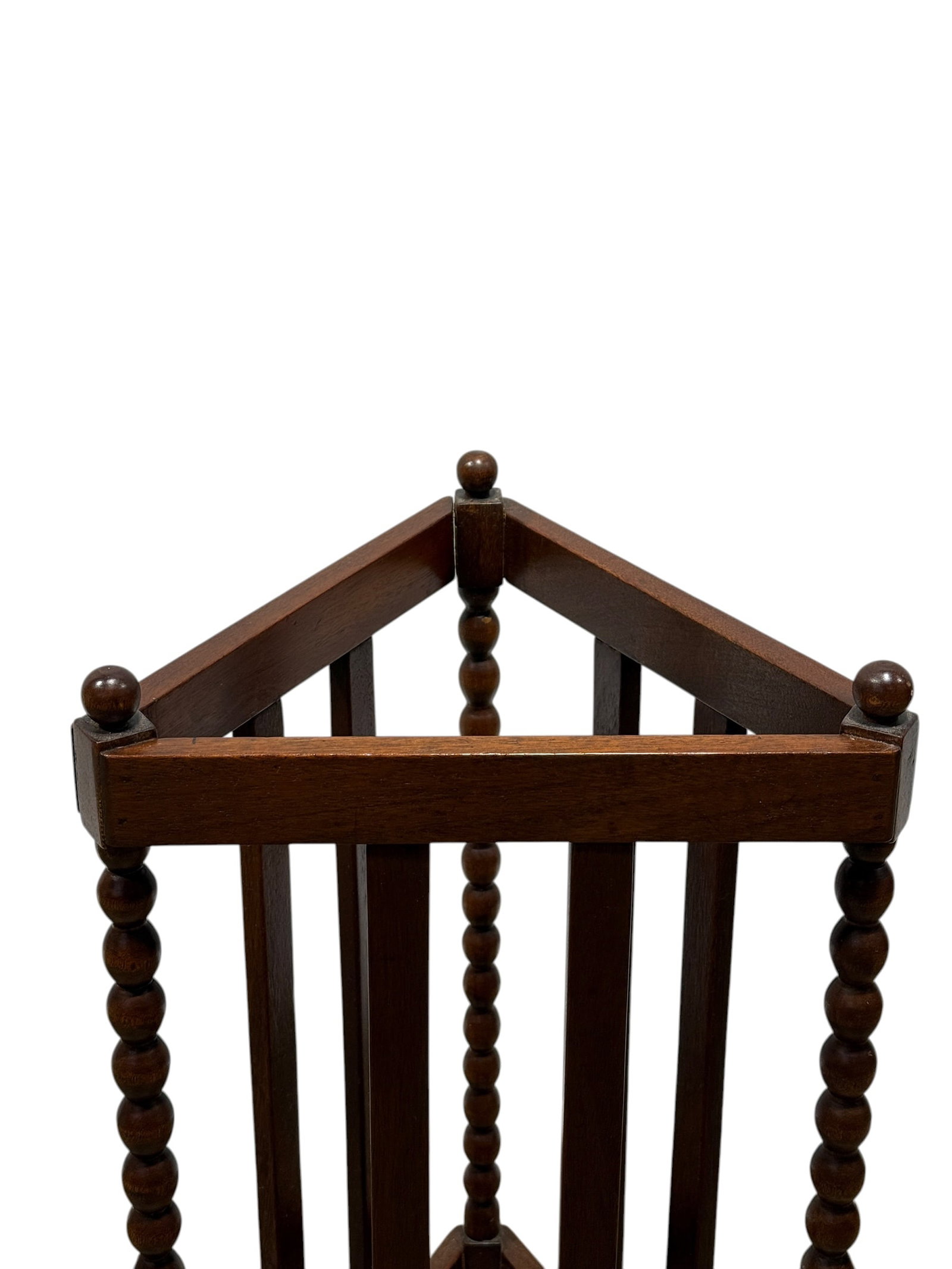 Early 20th C. Mahogany Triangular Bobbin Side Table - 4
