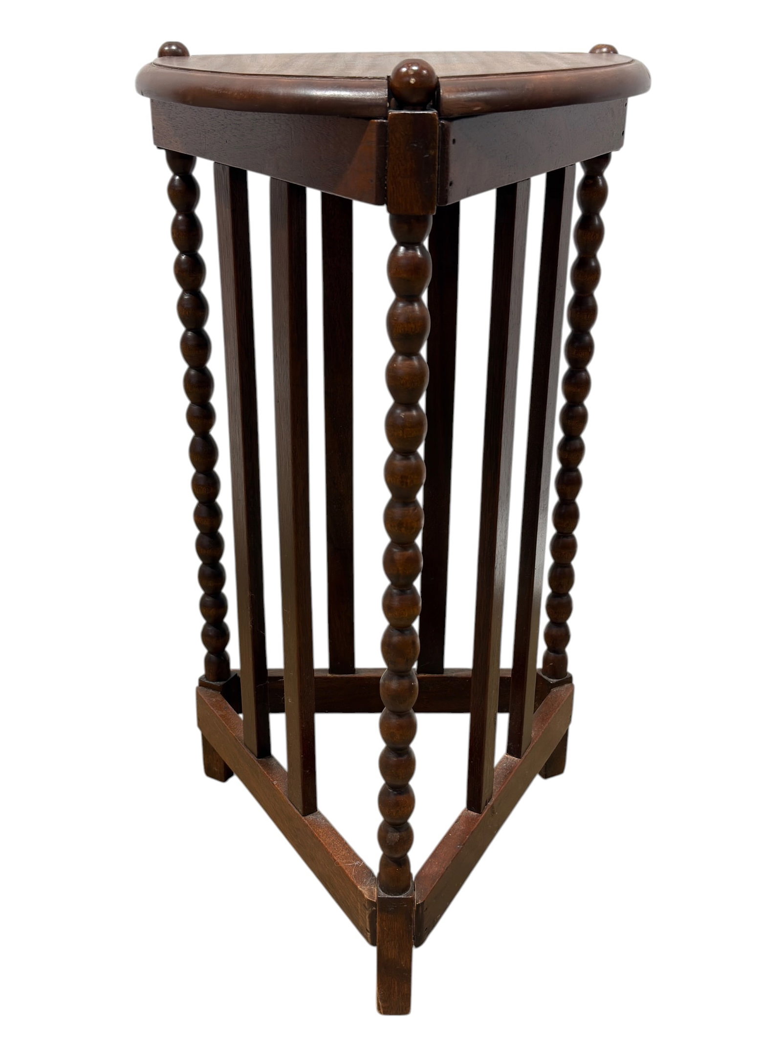 Early 20th C. Mahogany Triangular Bobbin Side Table - 5
