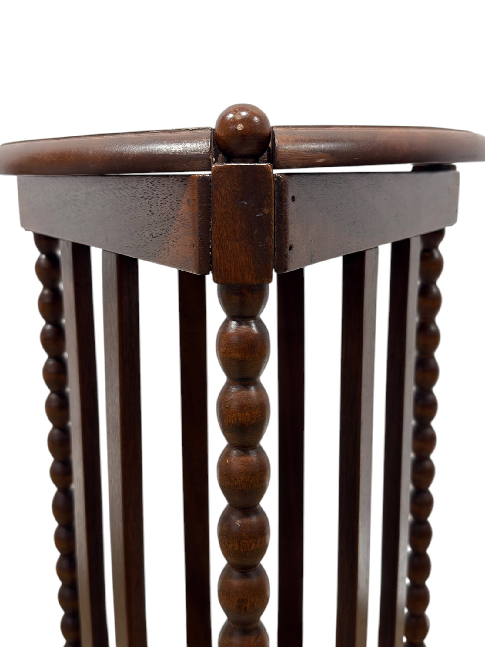 Early 20th C. Mahogany Triangular Bobbin Side Table - 6