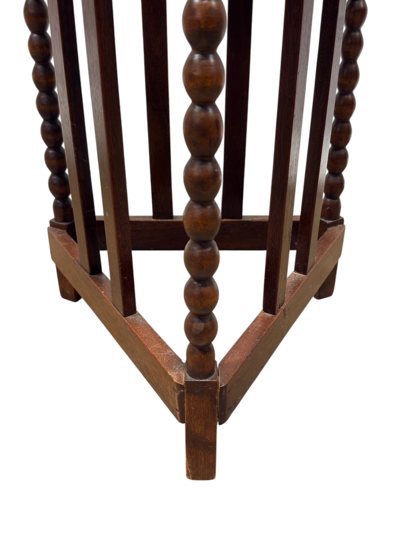 Early 20th C. Mahogany Triangular Bobbin Side Table - 7
