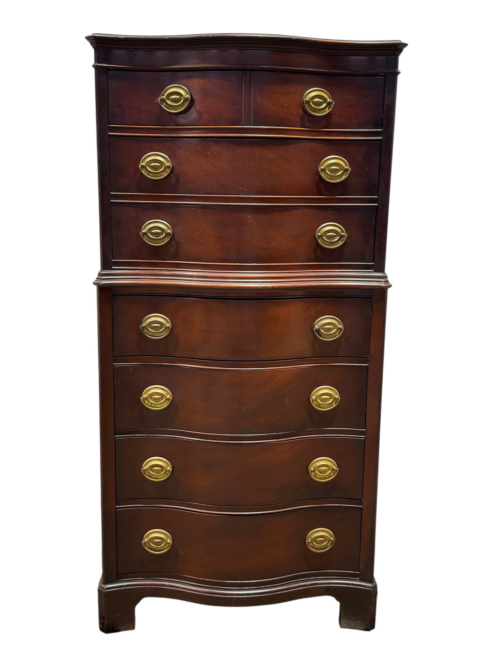 Drexel Travis Court Mahogany Serpentine Chest on Chest (1 of 7)