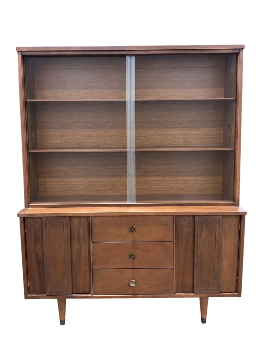 Stanley Mid Century Modern Walnut China Cabinet (1 of 10)