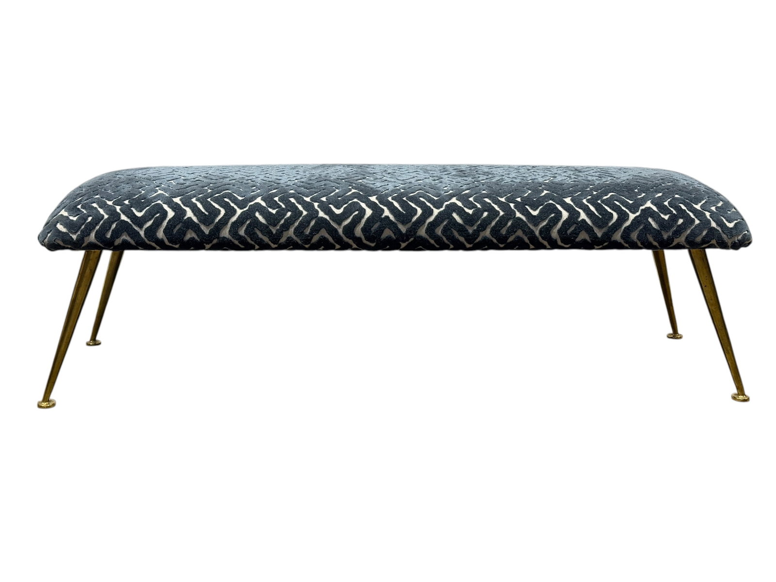 Mid-Century Style Upholstered Bench w/ Brass Legs (1 of 5)