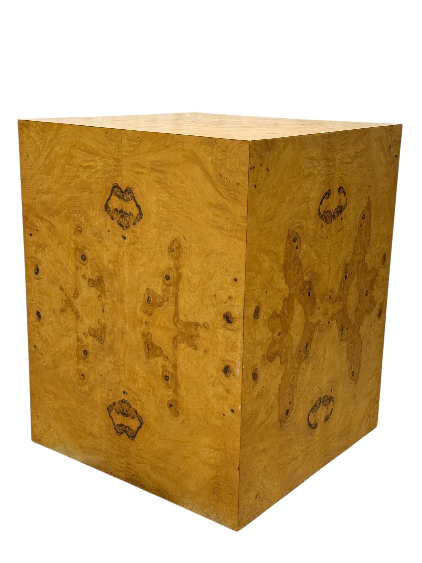 Burl Wood Cube Side Table in The Style of Milo Baughman - 5