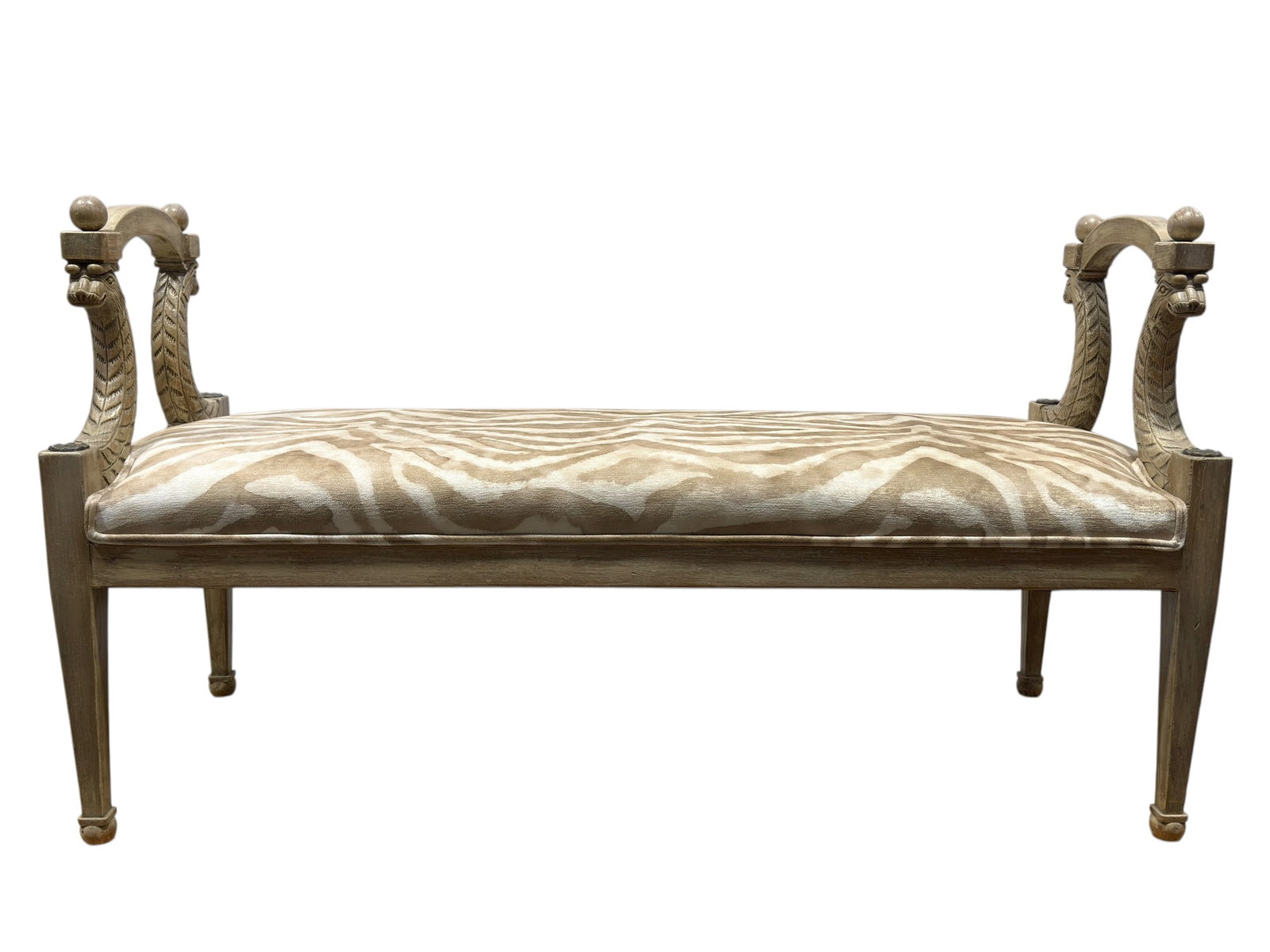 Baker Furniture Neoclassical Carved Swan Bench w/ Upholstered Seat (1 of 11)