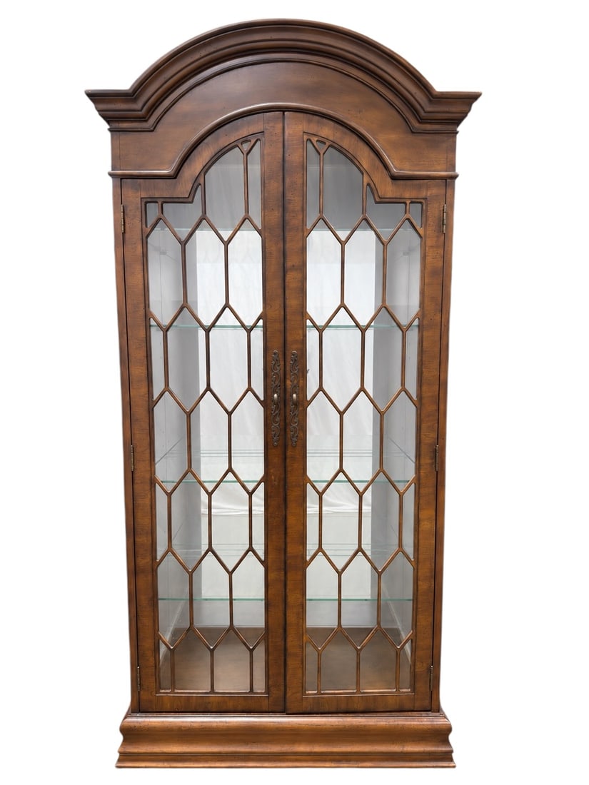 Vintage Lighted Breakfront China Display Cabinet w/ Mullioned Glass Doors (1 of 6)