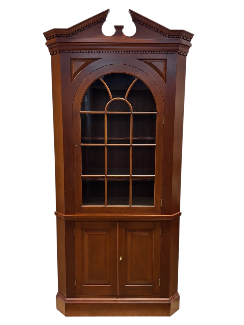Early 19th Century Federal Cherry Corner Cupboard with Broken-Arch Pediment (1 of 5)