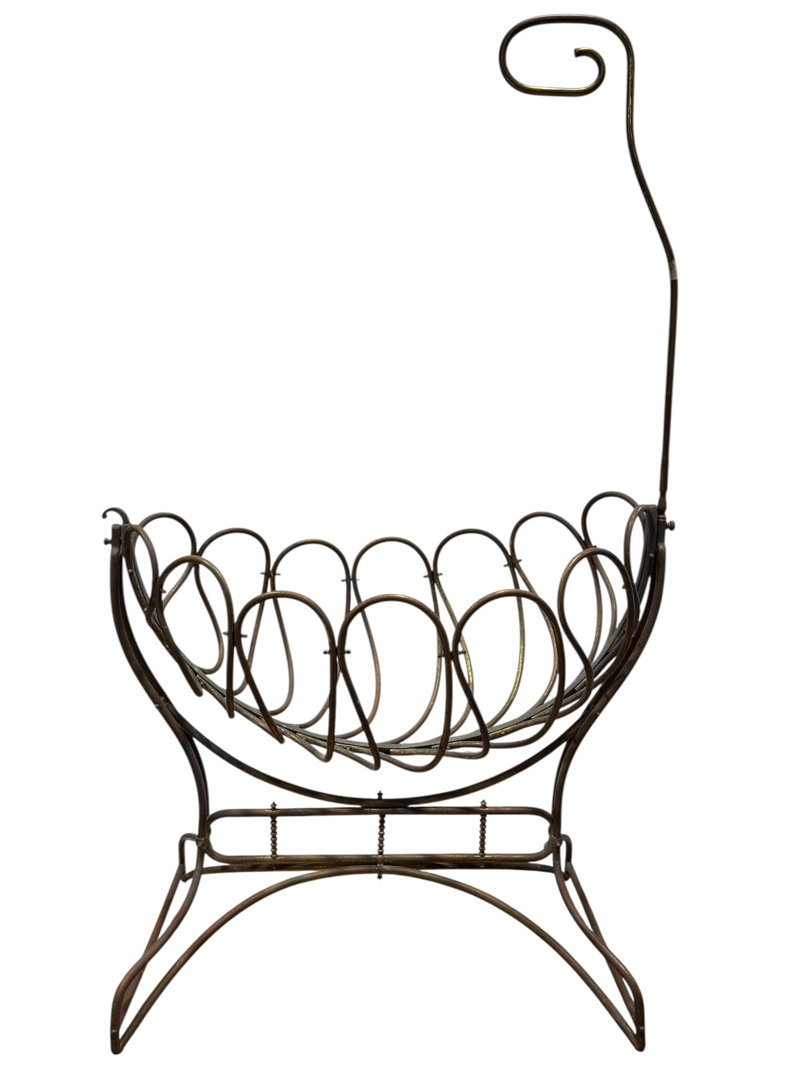 19th Century Austrian Brass Rocking Baby Cradle with Canopy Support (1 of 12)