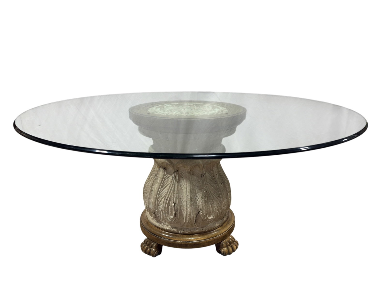 Neoclassical Style Round Glass Top Dining Table (1 of 5)