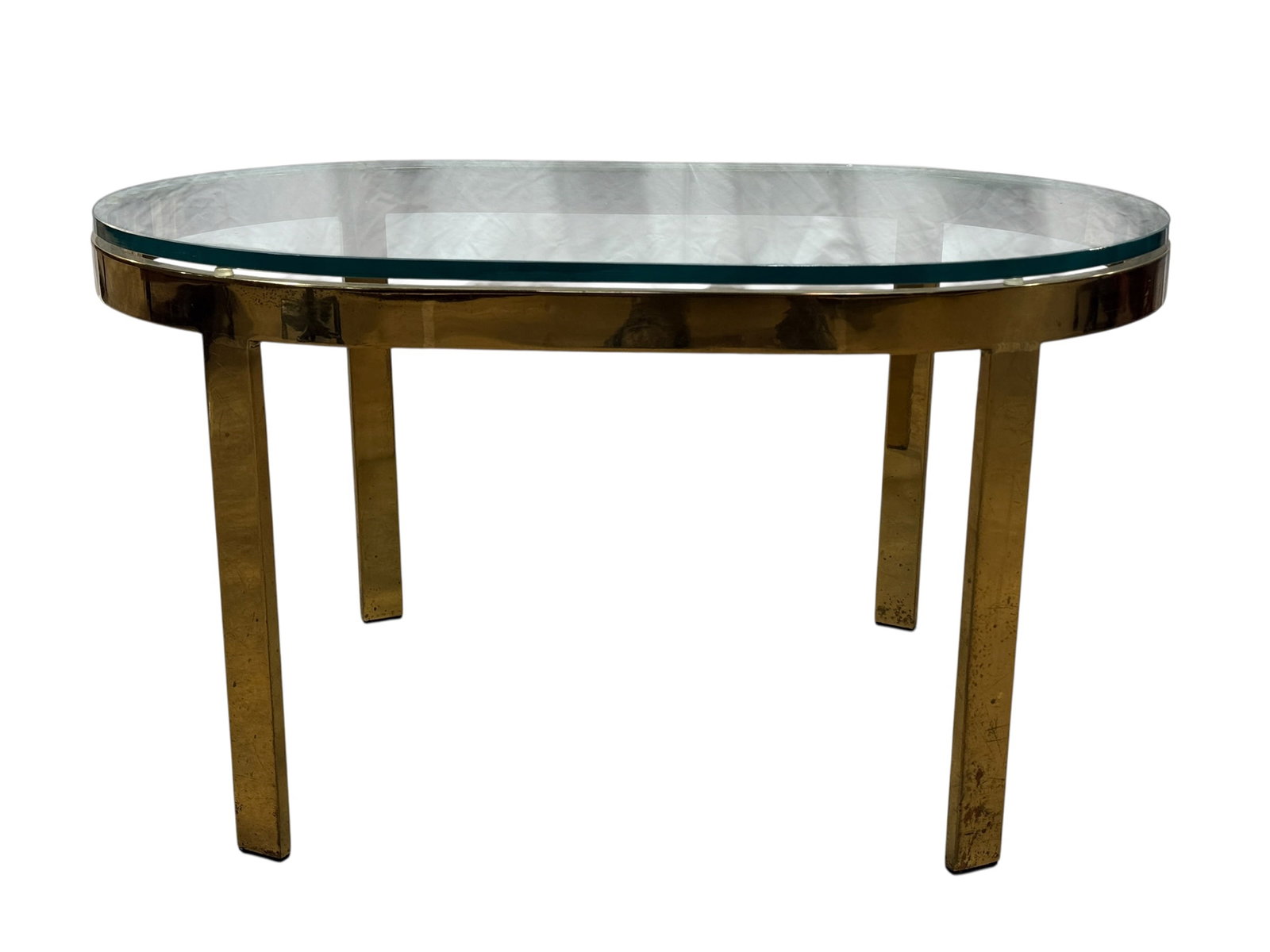 Vintage Brass and Glass Oval Coffee Table (1 of 6)