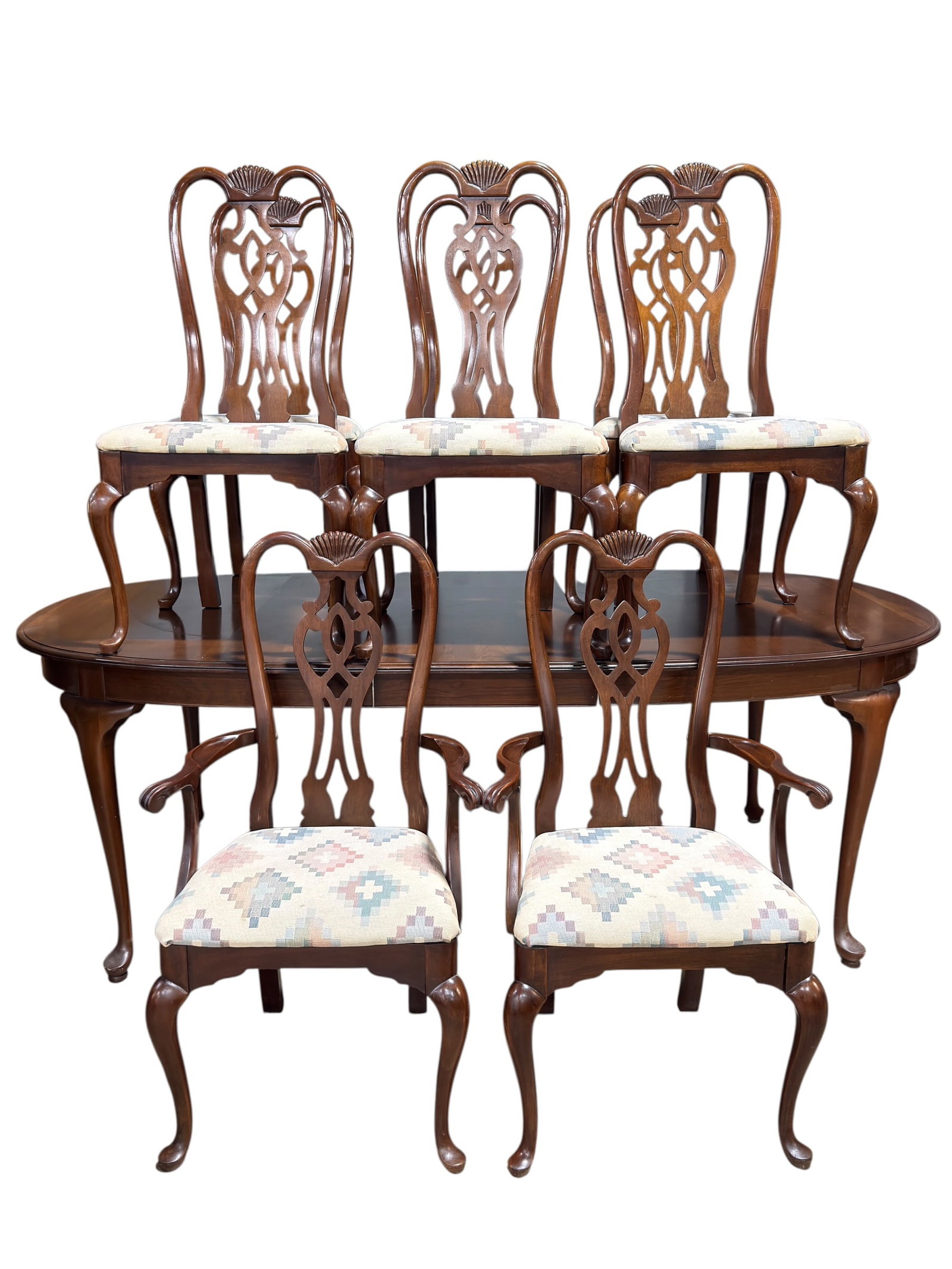 Ethan Allen Queen Anne Style Dining Table w/ 8 Chairs (1 of 18)