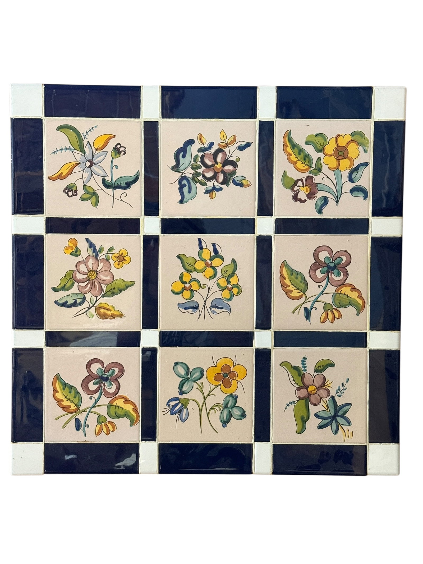 Vintage Hand Painted Floral Tile Wall Panel (1 of 7)