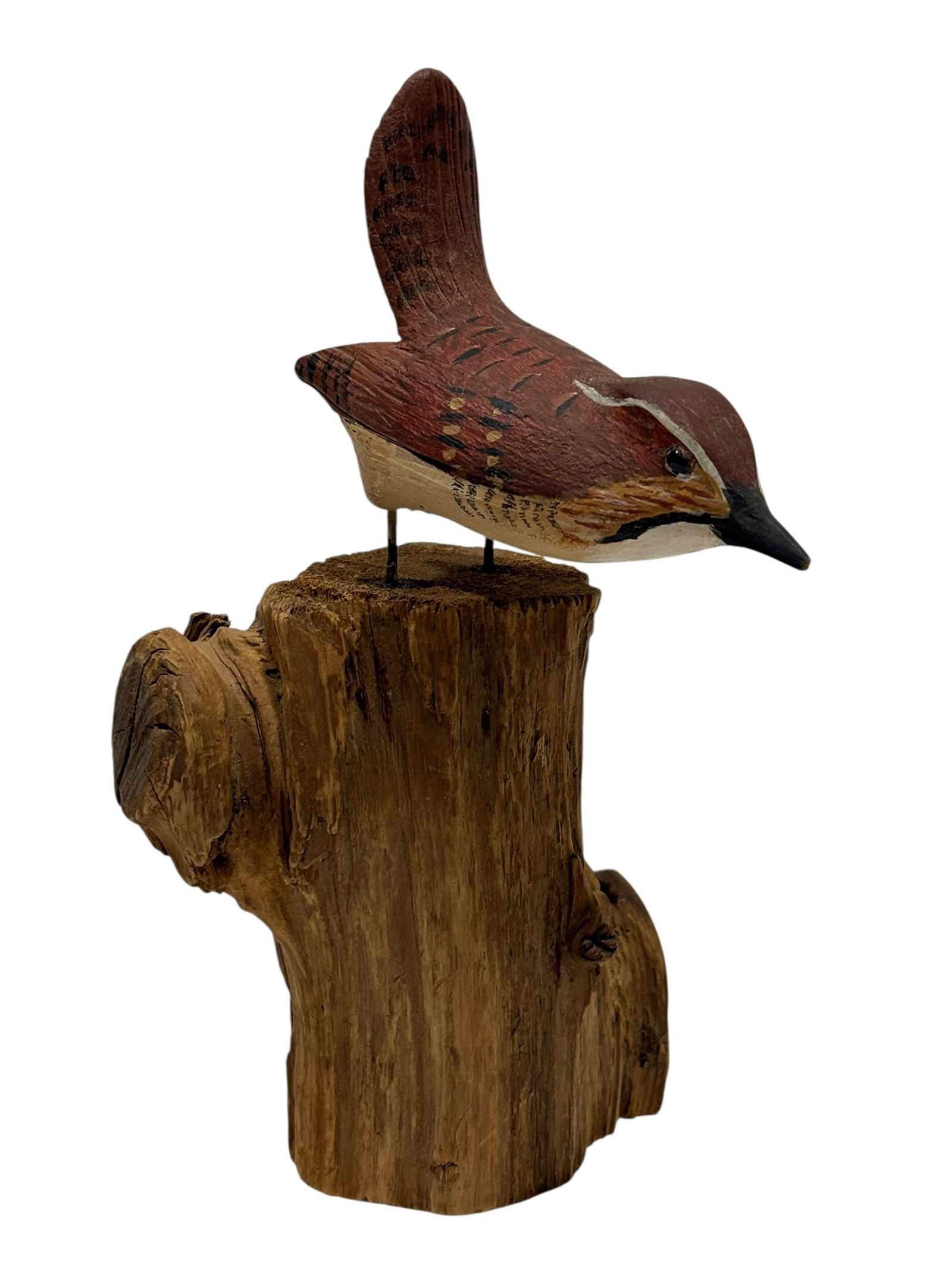 J.C. West, 1975, Hand-Carved & Painted Northern Saw-Whet Owl on Rustic Wood Base (1 of 8)