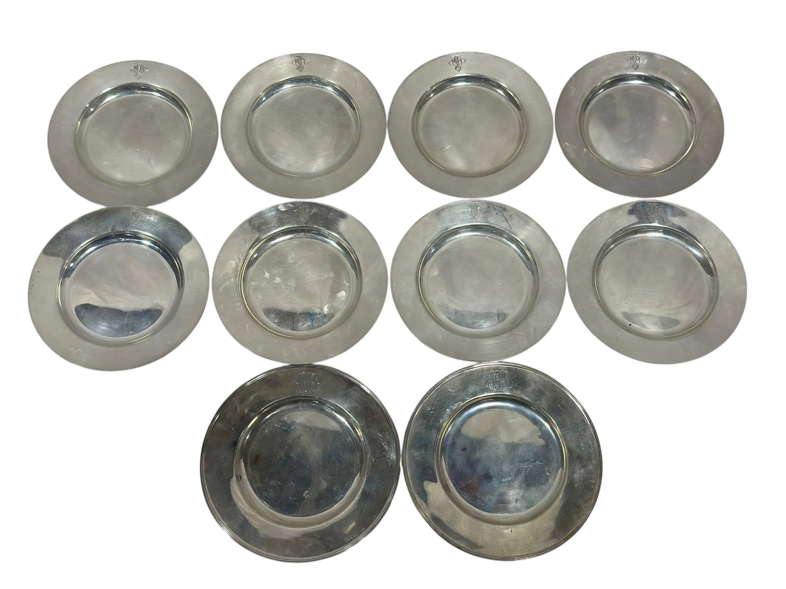 Set of 9 Sterling Silver Bread & Butter Plates (1 of 9)