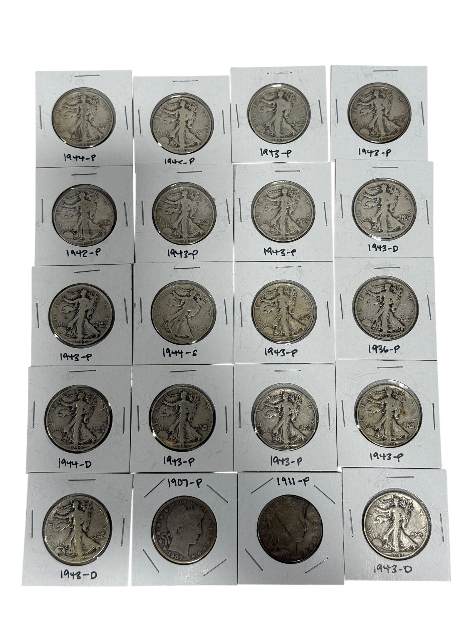 (20) 90% Silver Barber & Walking Liberty Halves: (20) 90% Silver Barber & Walking Liberty Halves