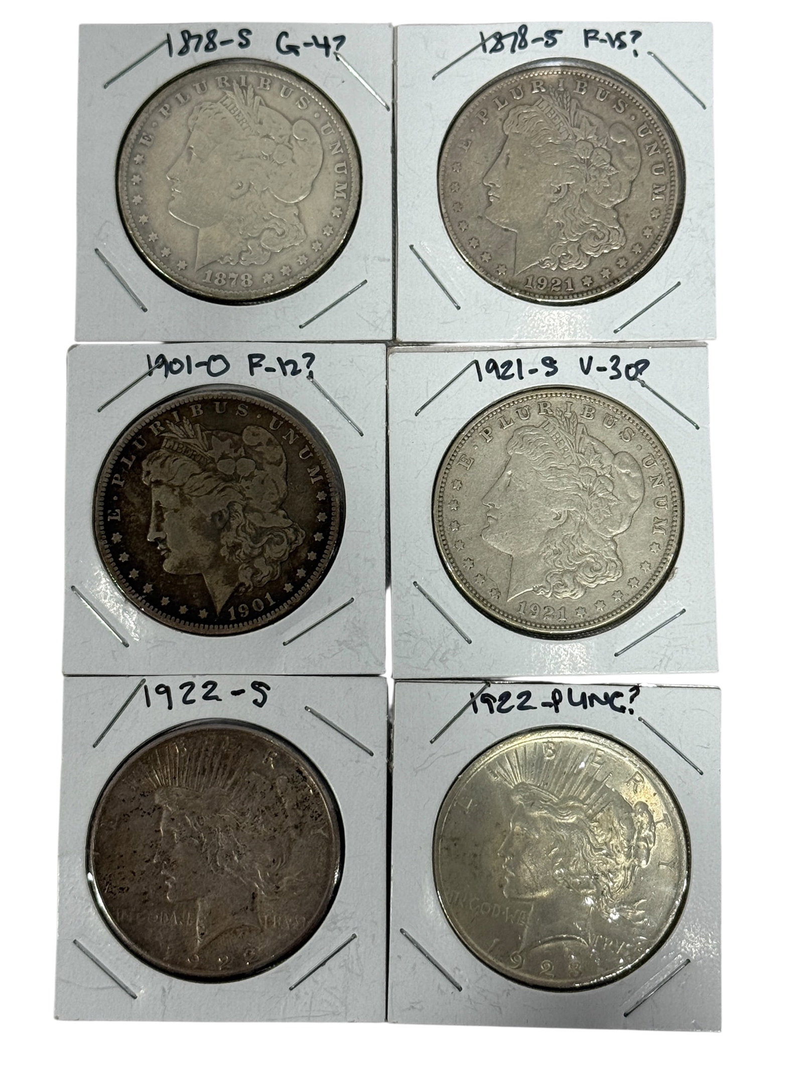 (4) Morgan Silver Dollars & (2) Peace Silver Dollars (1 of 2)